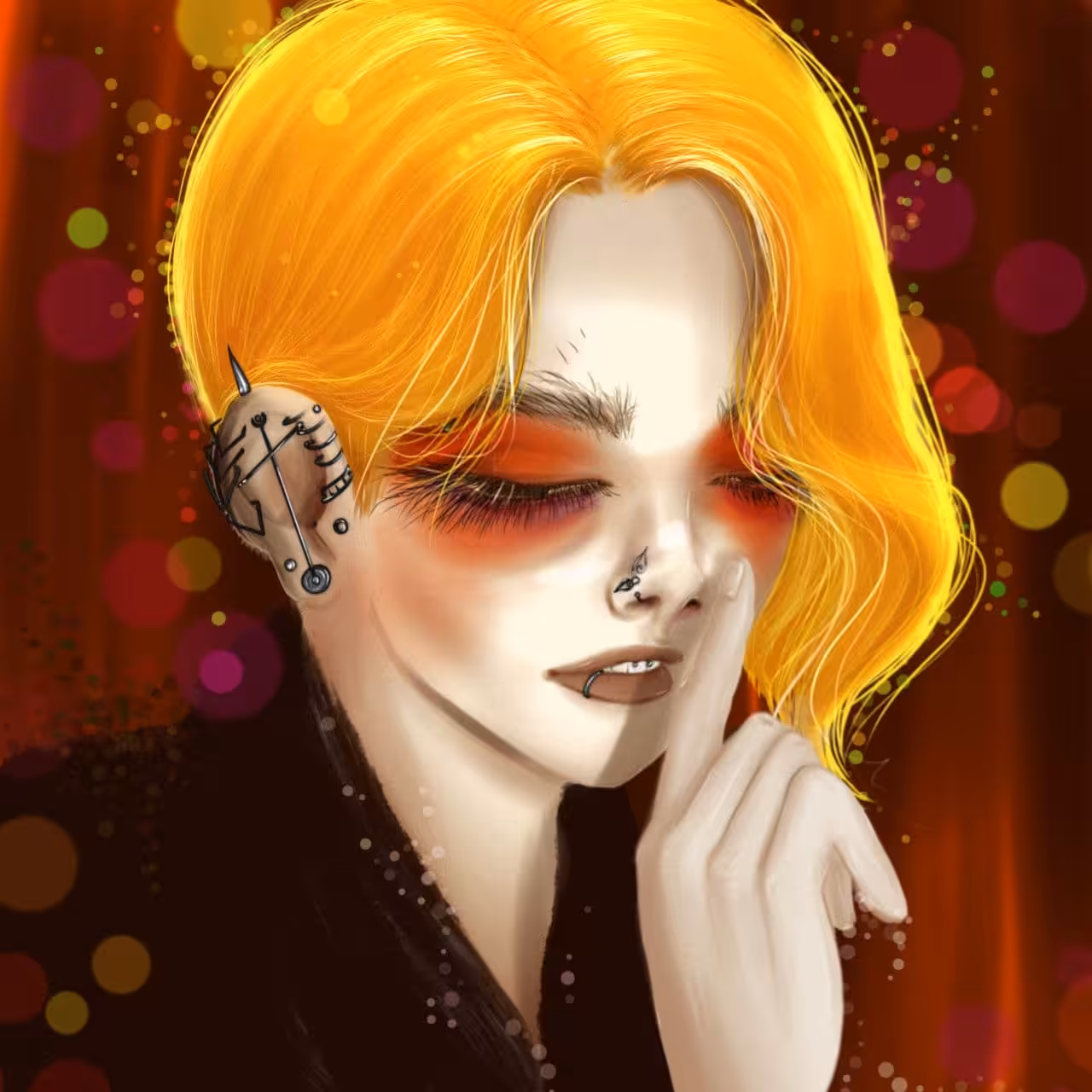 orange and piercings