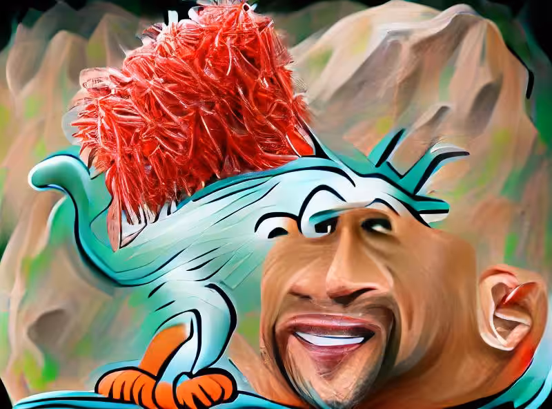 Abraham's First Works: Dwayne 'The Rock' Johnson in the style of Dr. Seuss