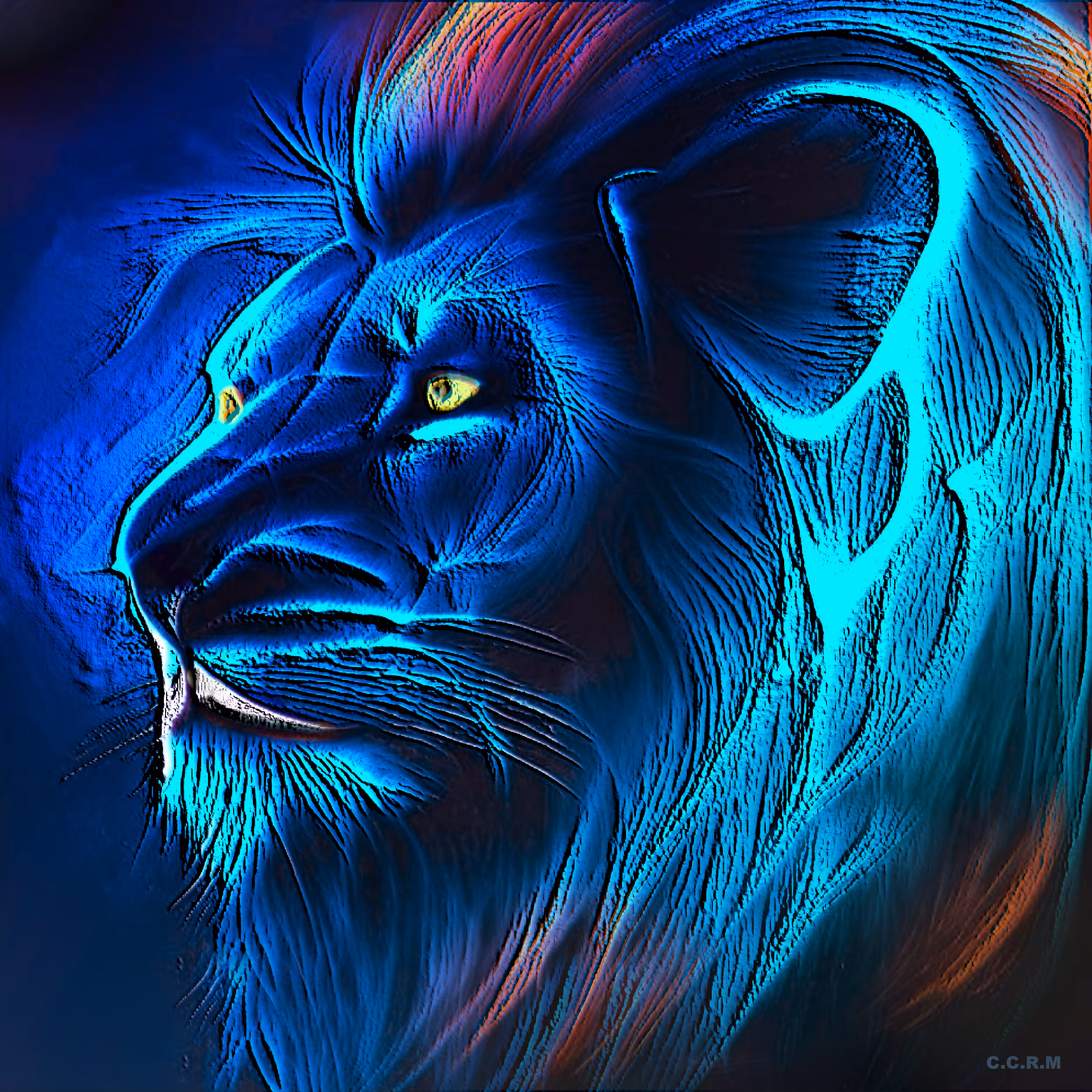 El león azul neón.