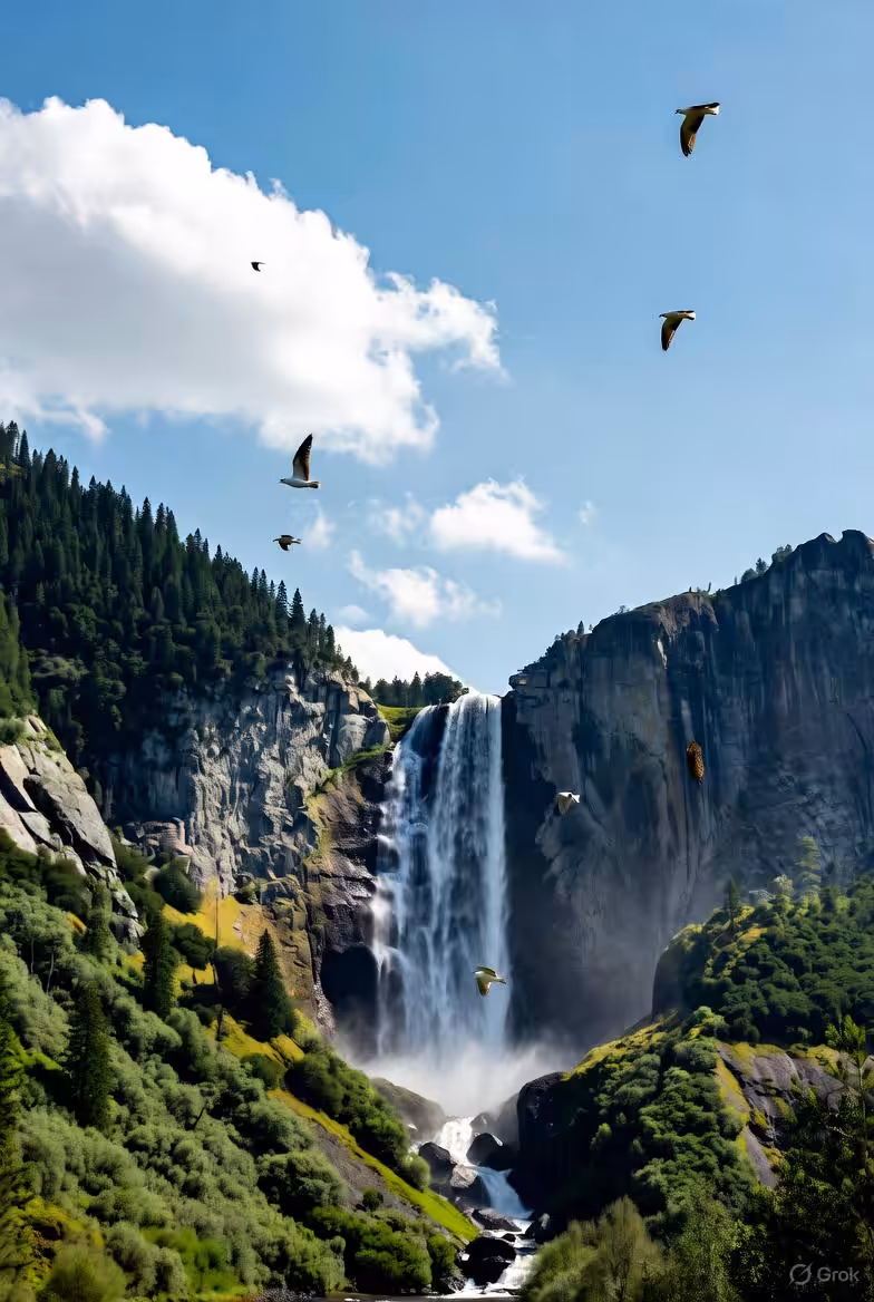 Waterfall and forest