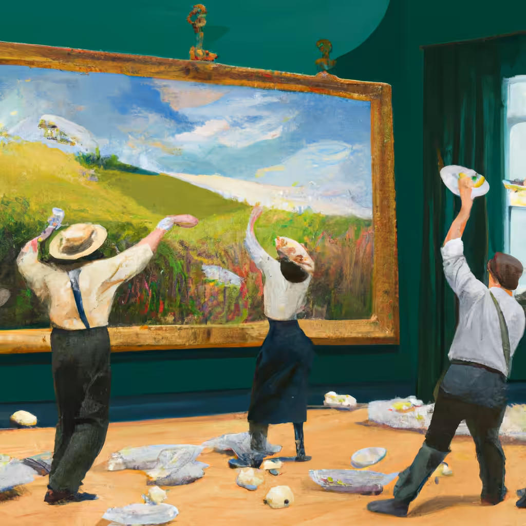 Climate change activists throw mashed potato at Monet painting
