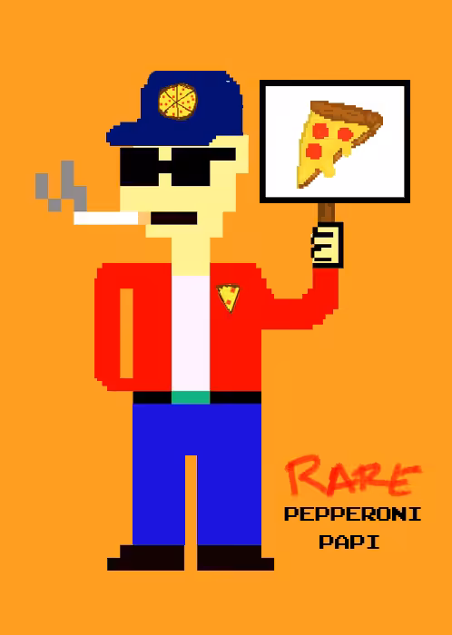 NFT PAPI #4 -  RARE "PEPPERONI PAPI"  NFT PAPT X RARE PIZZAS EDITION 1/1