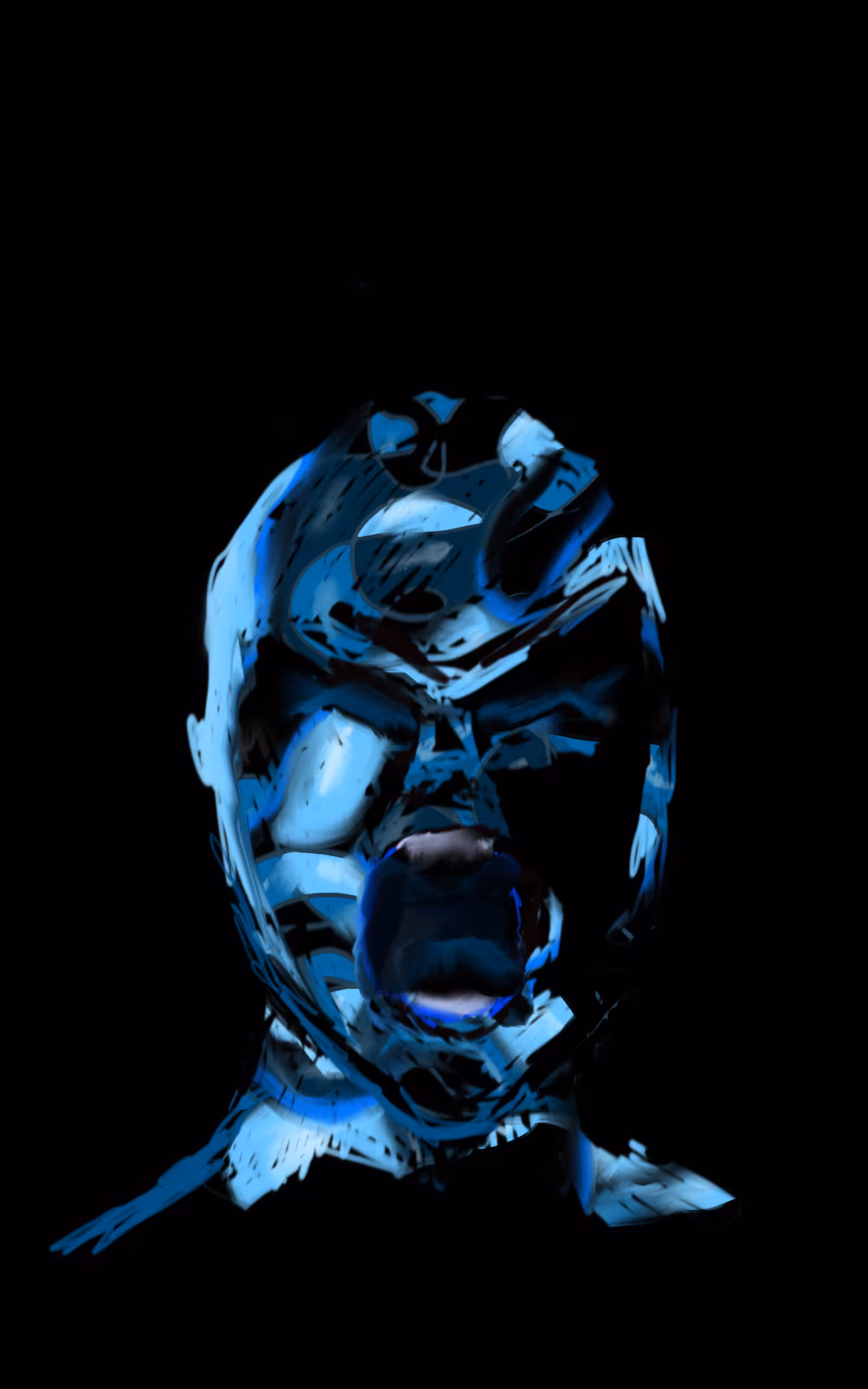 blue woman screaming