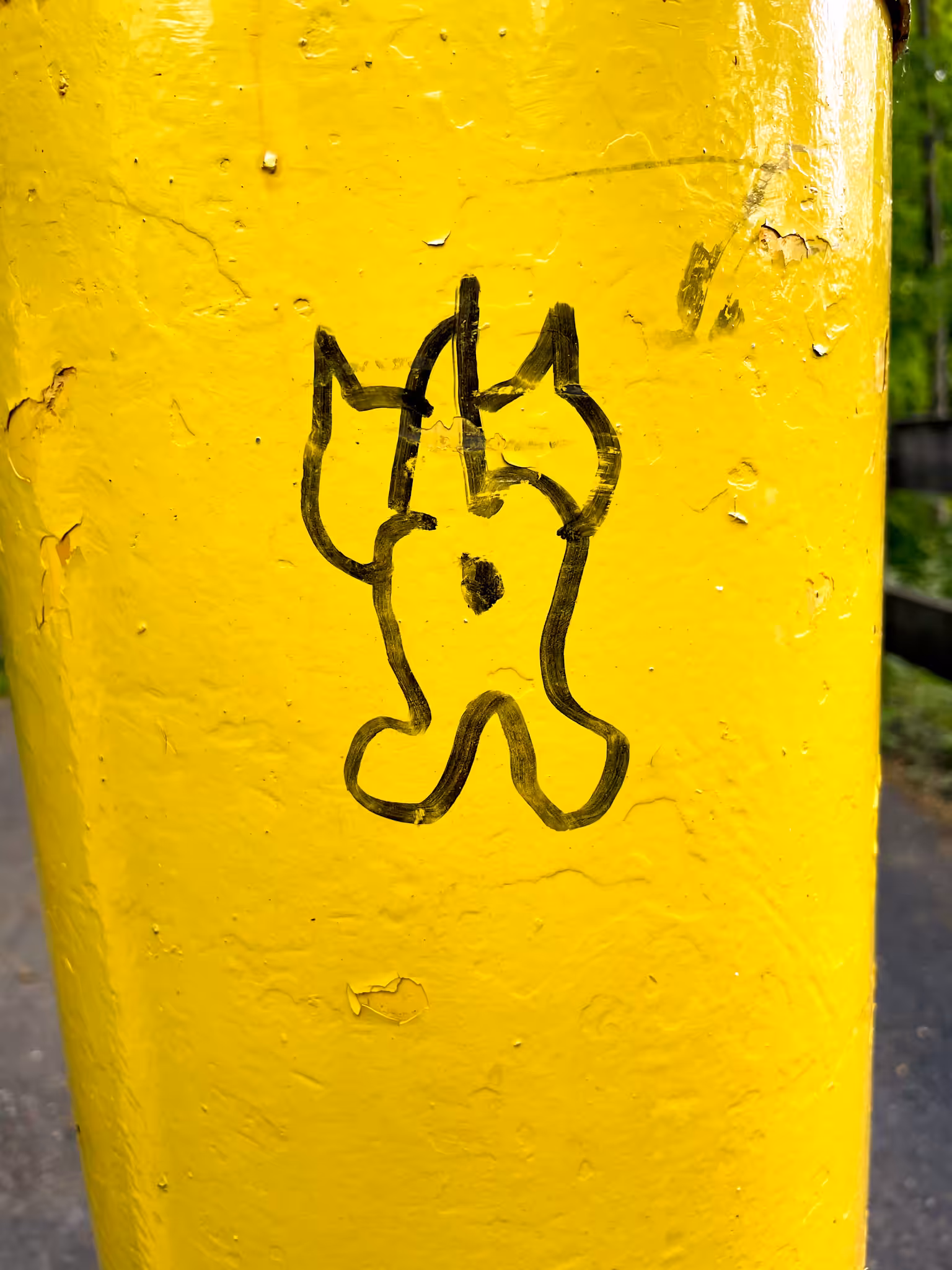 tiny cat butt on guard rail pole thingy