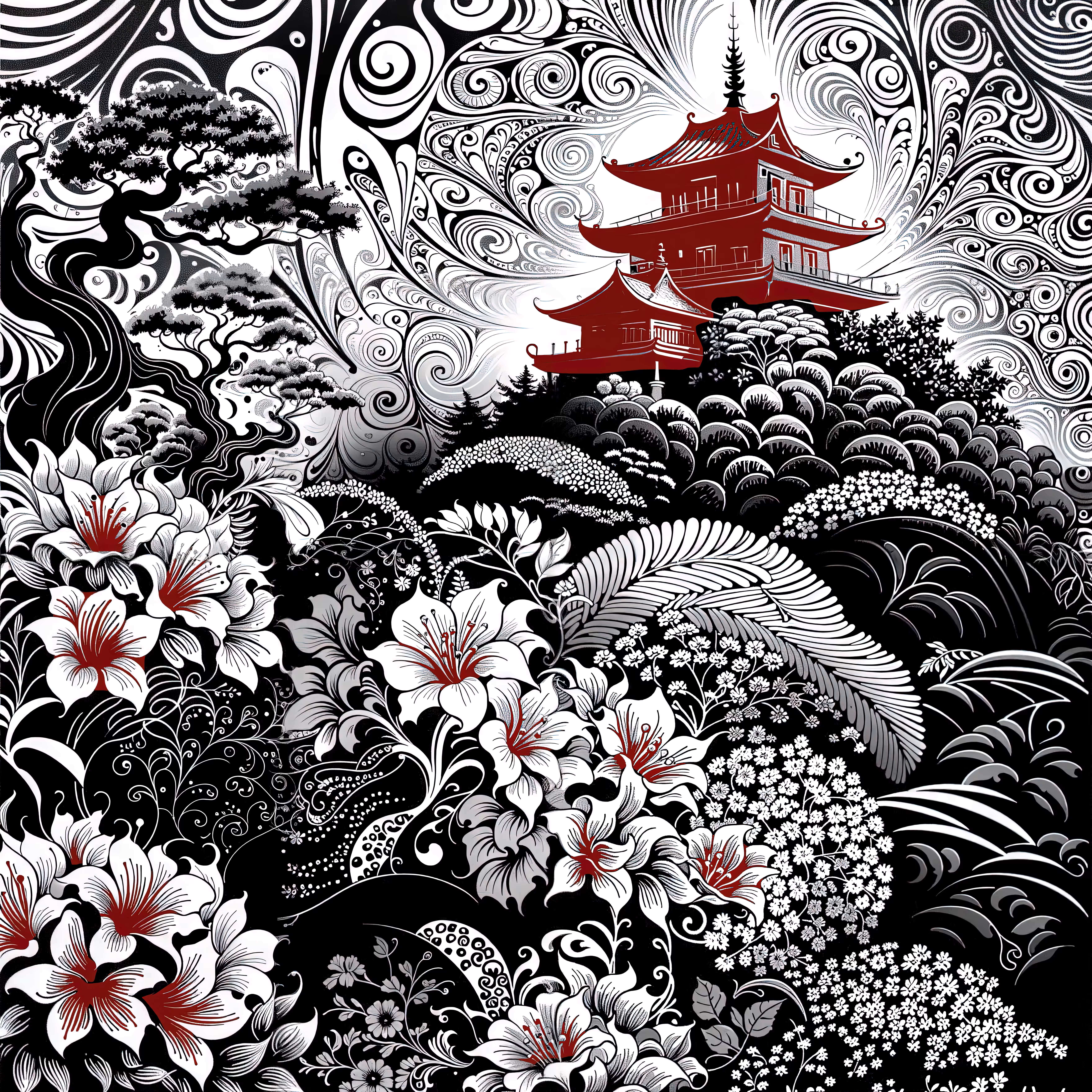 Zen Temple Blossoms