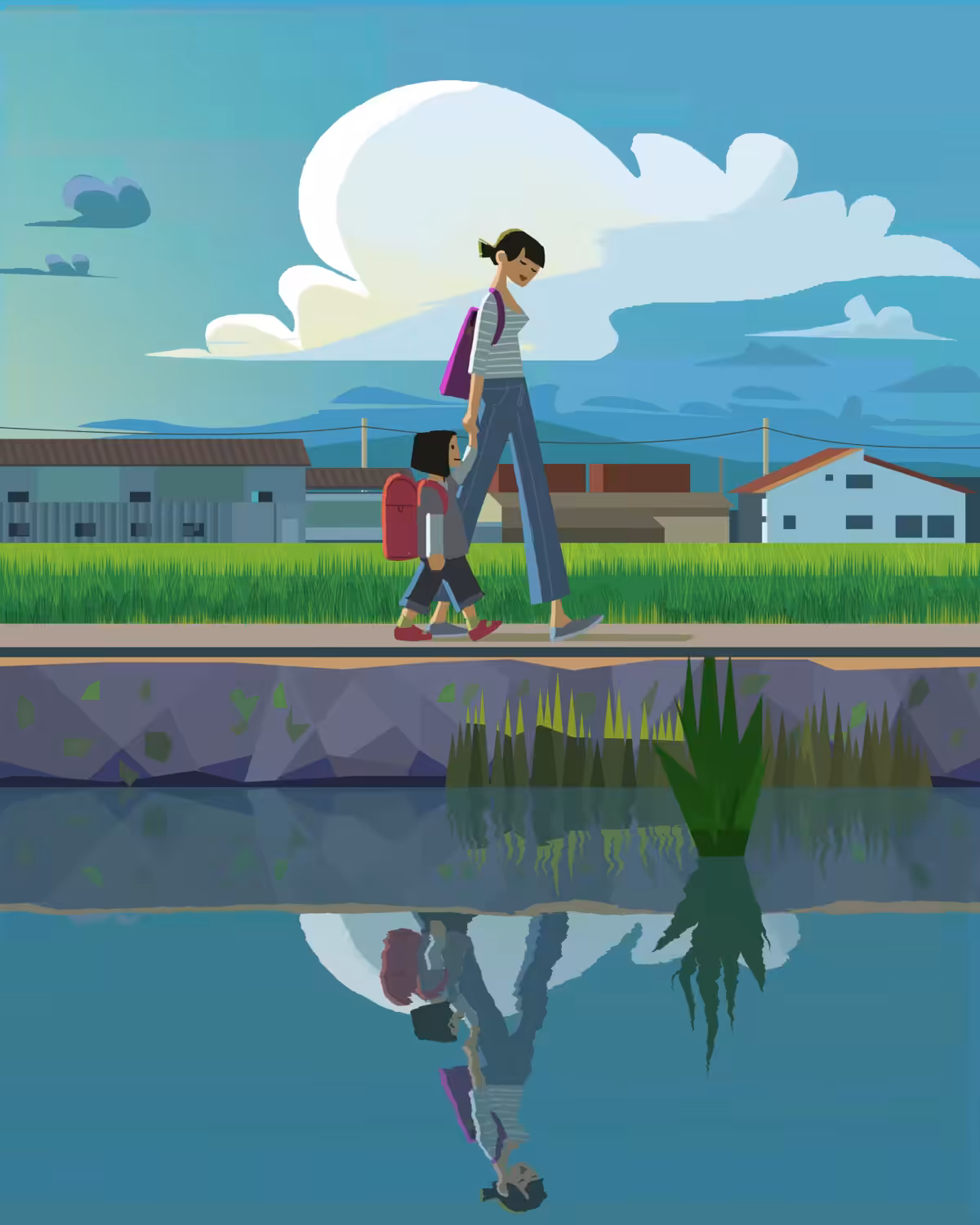 小川に 沿って 歩き (Walking by the stream)