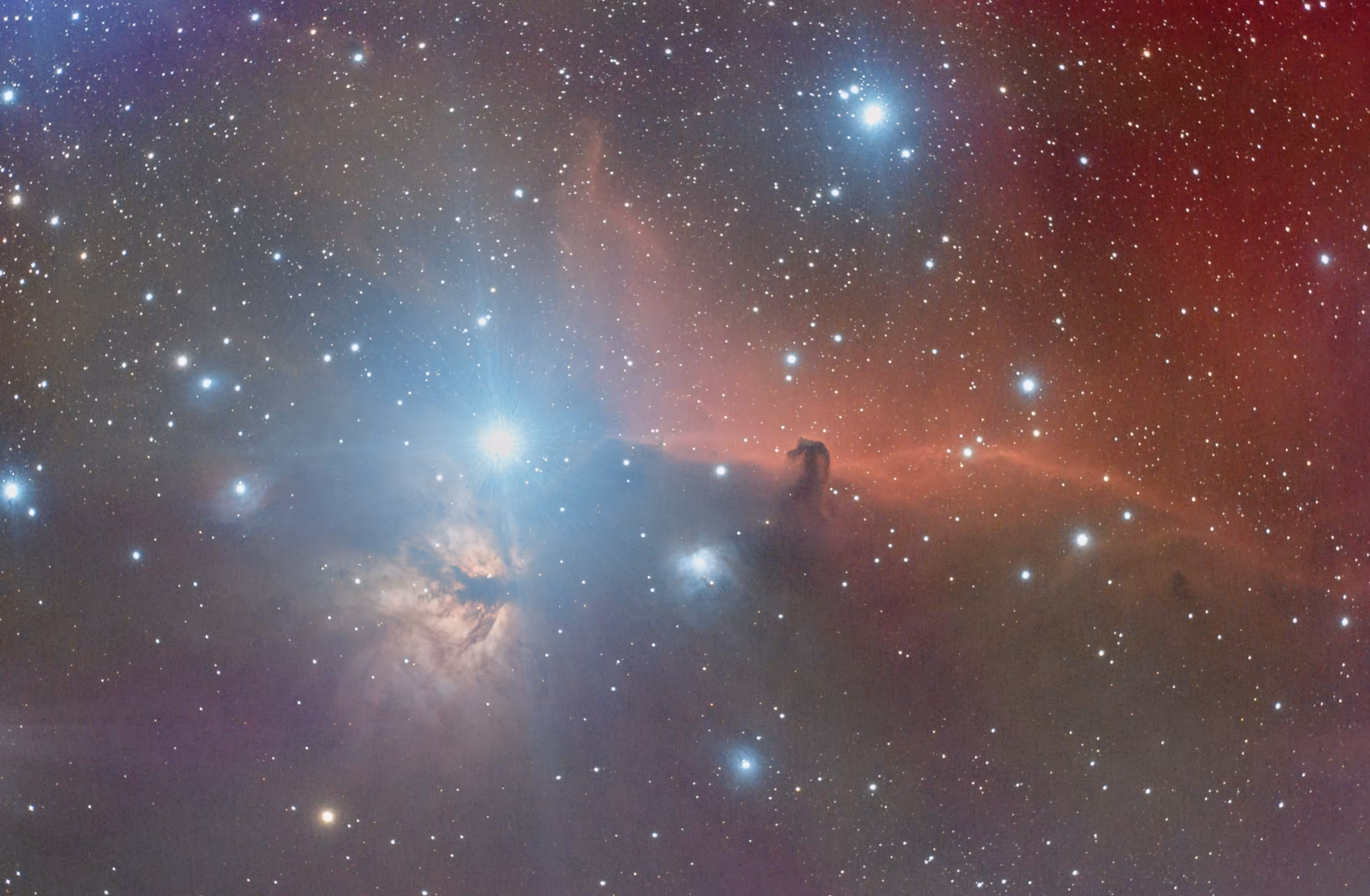 Horsehead Nebula and the Flame Nebula