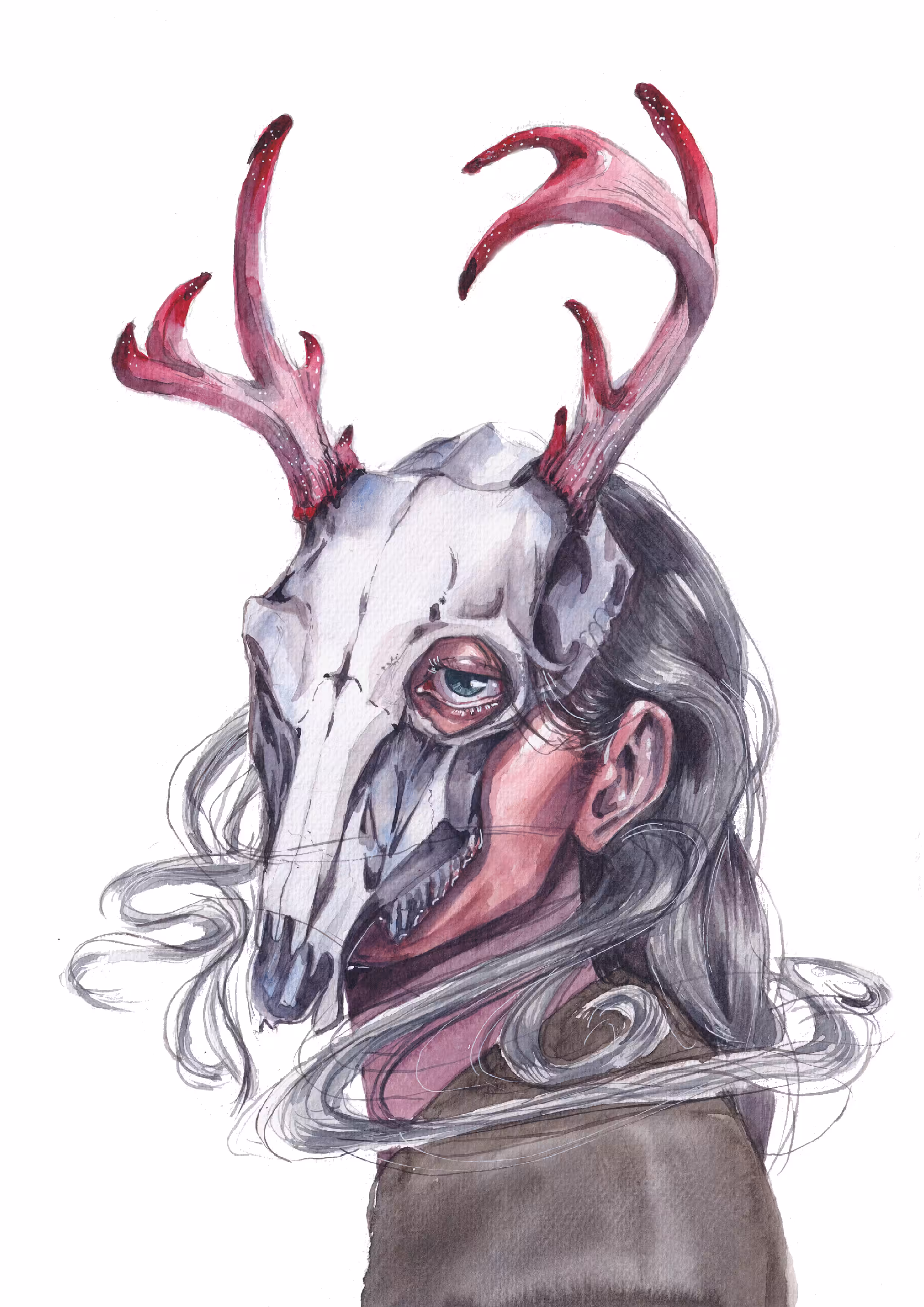 Girl in red horn 01: View from darkness