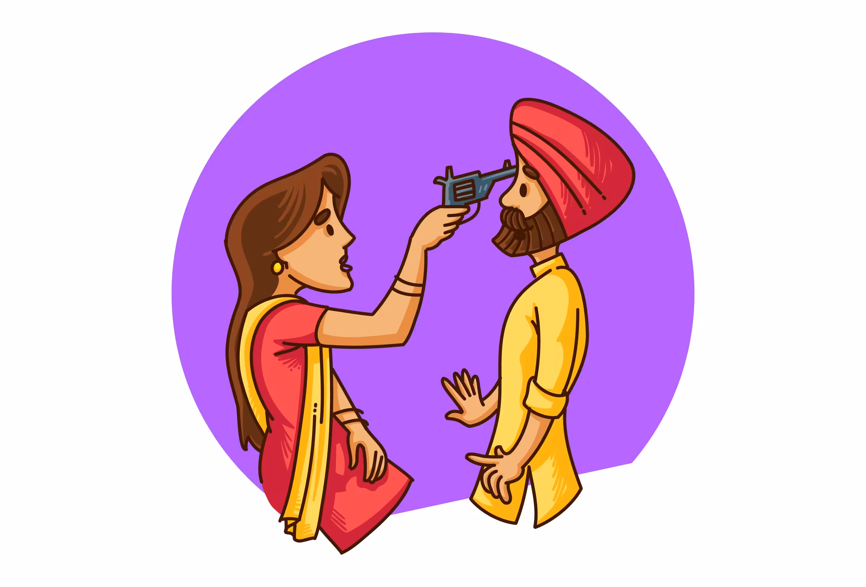Illustration Of Punjabi Couple