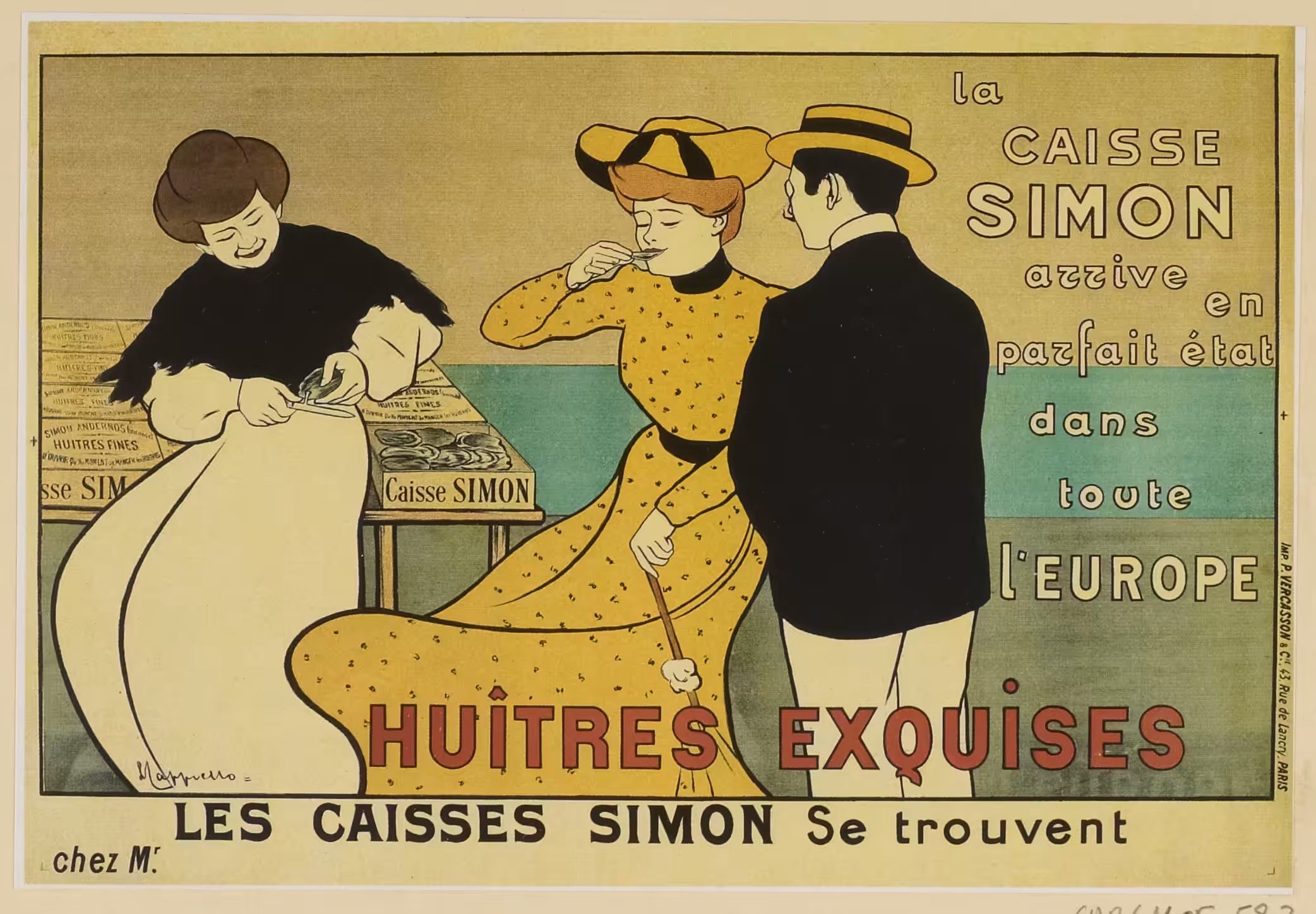 Huîtres exquises / les caisses Simon.
