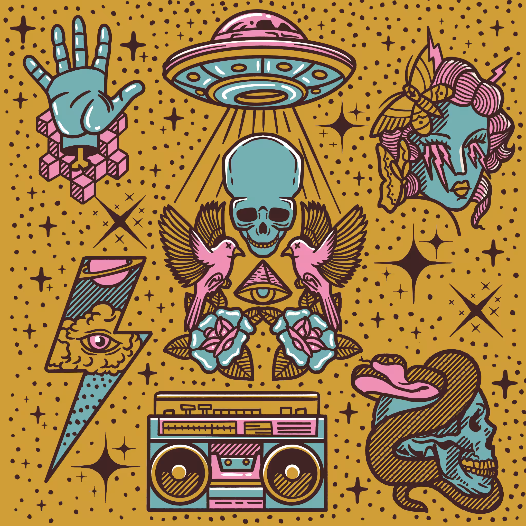UFO Skull Sheet