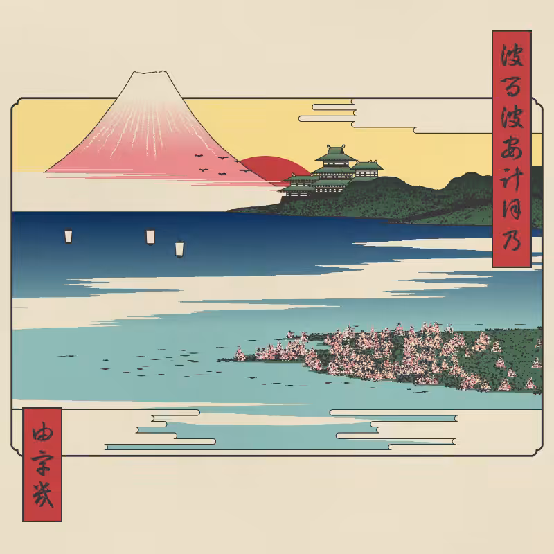 ukiyo-e seascape in bloom #47