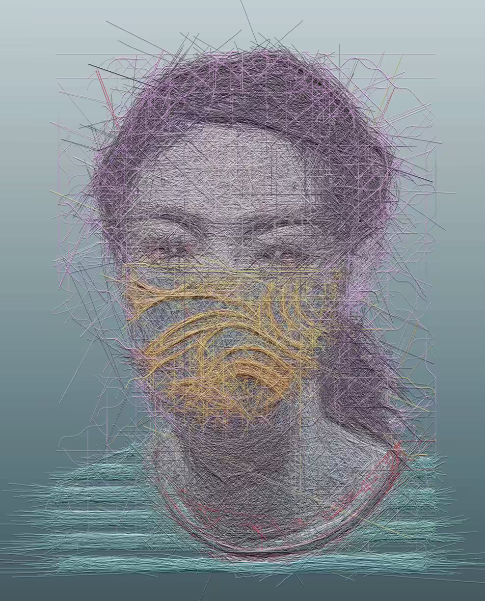 Study for a masked portrait, Ho Ming Wang, 2021