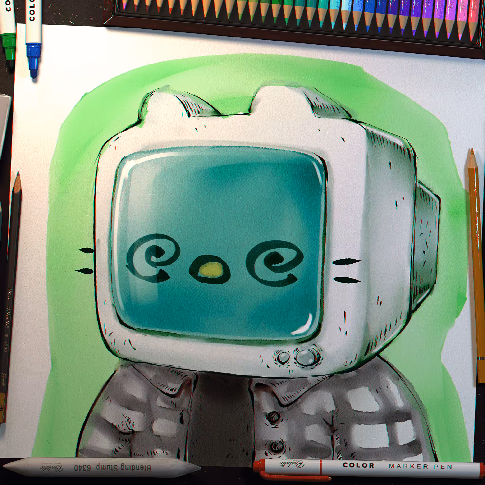 Watercolor Cool Cat #6994