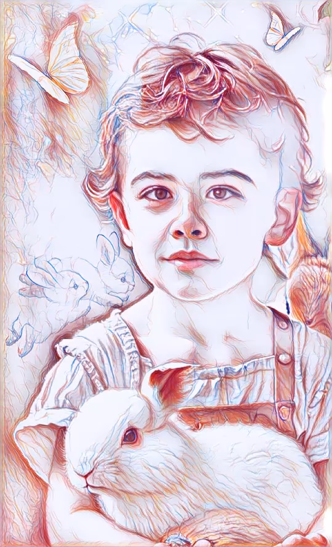 Cute baby with rabbit