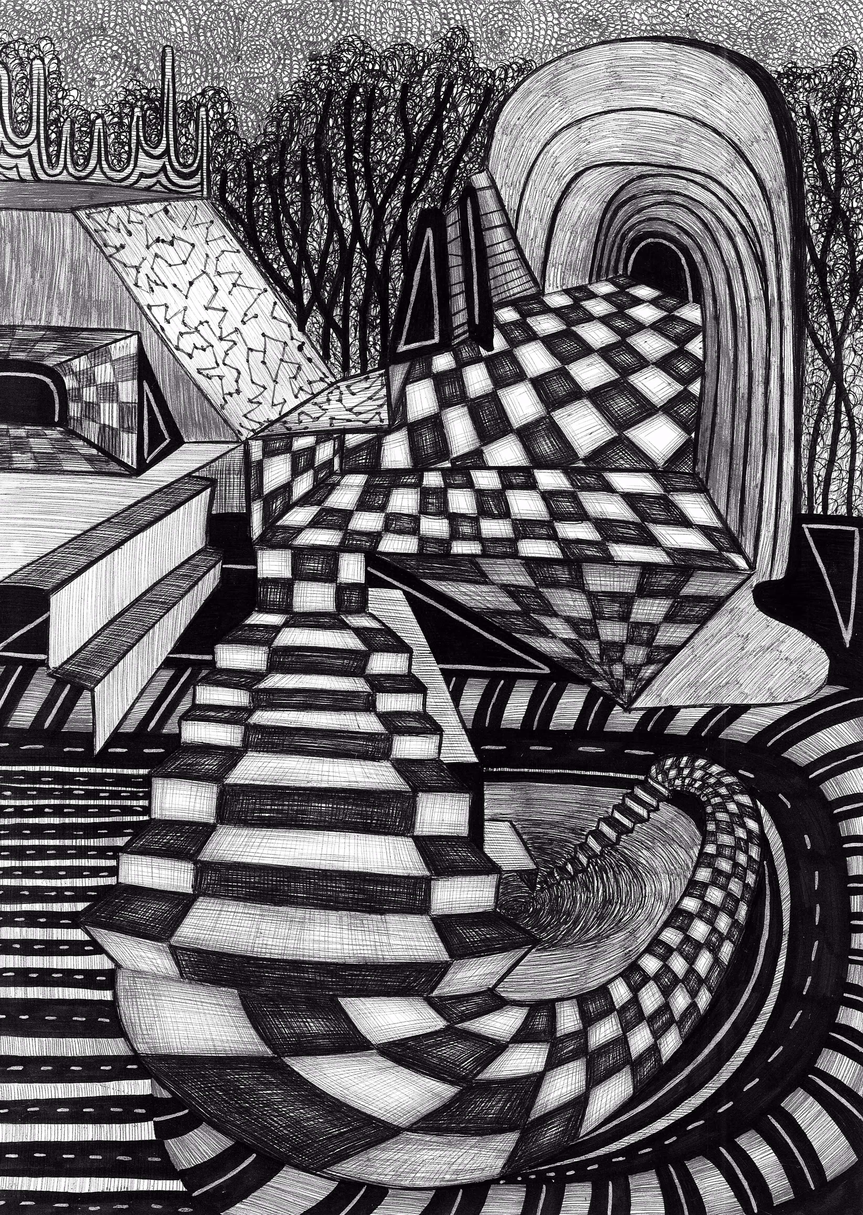 white and black: corridor