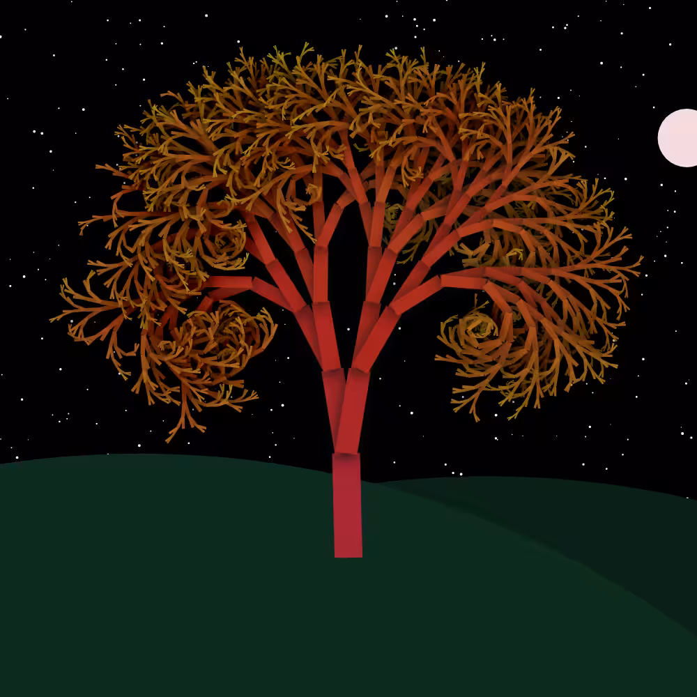 Moonlit Trees of Iterative Fractal Chaos #36
