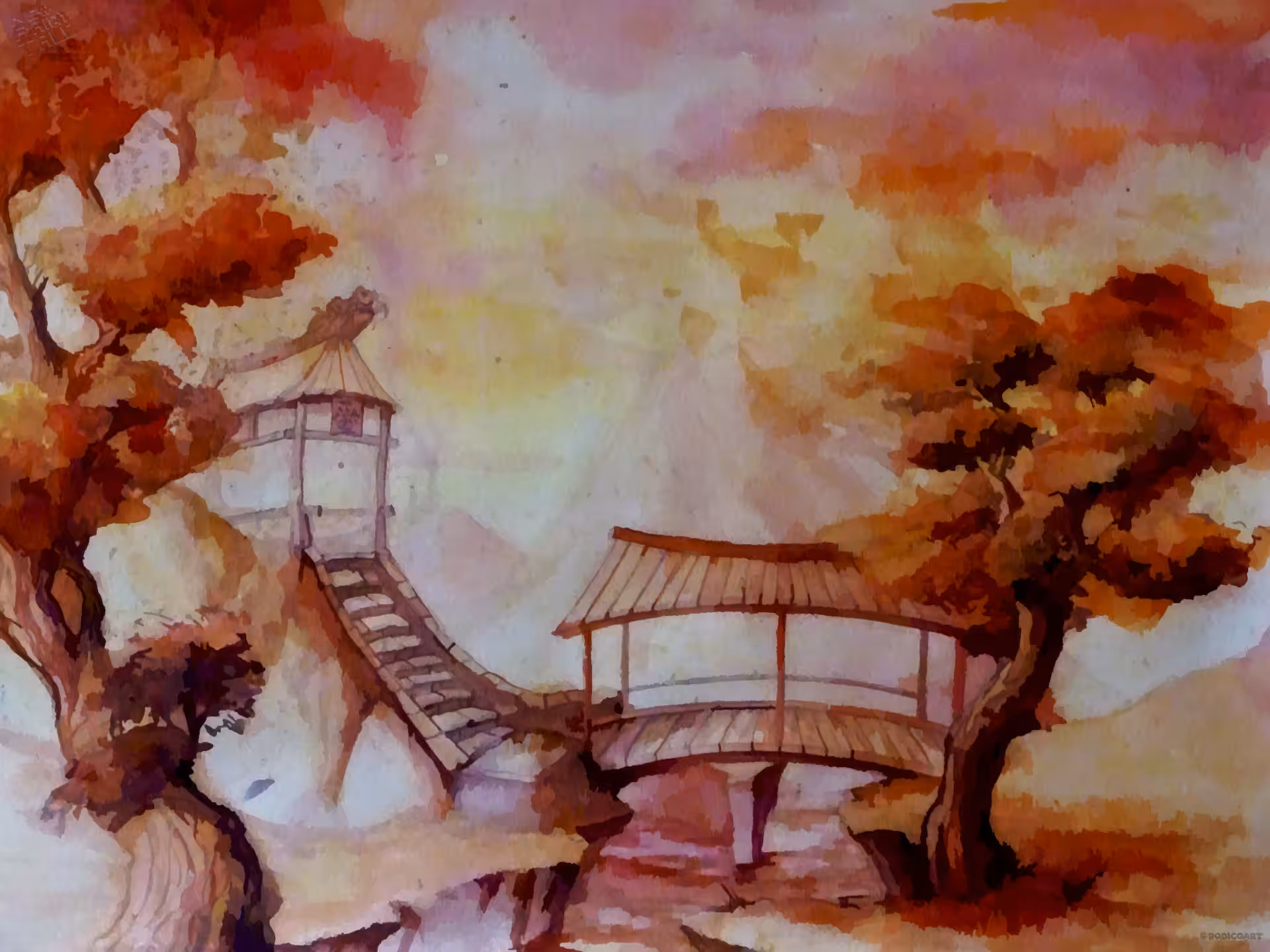 Fantasy watercolor landscape 0011
