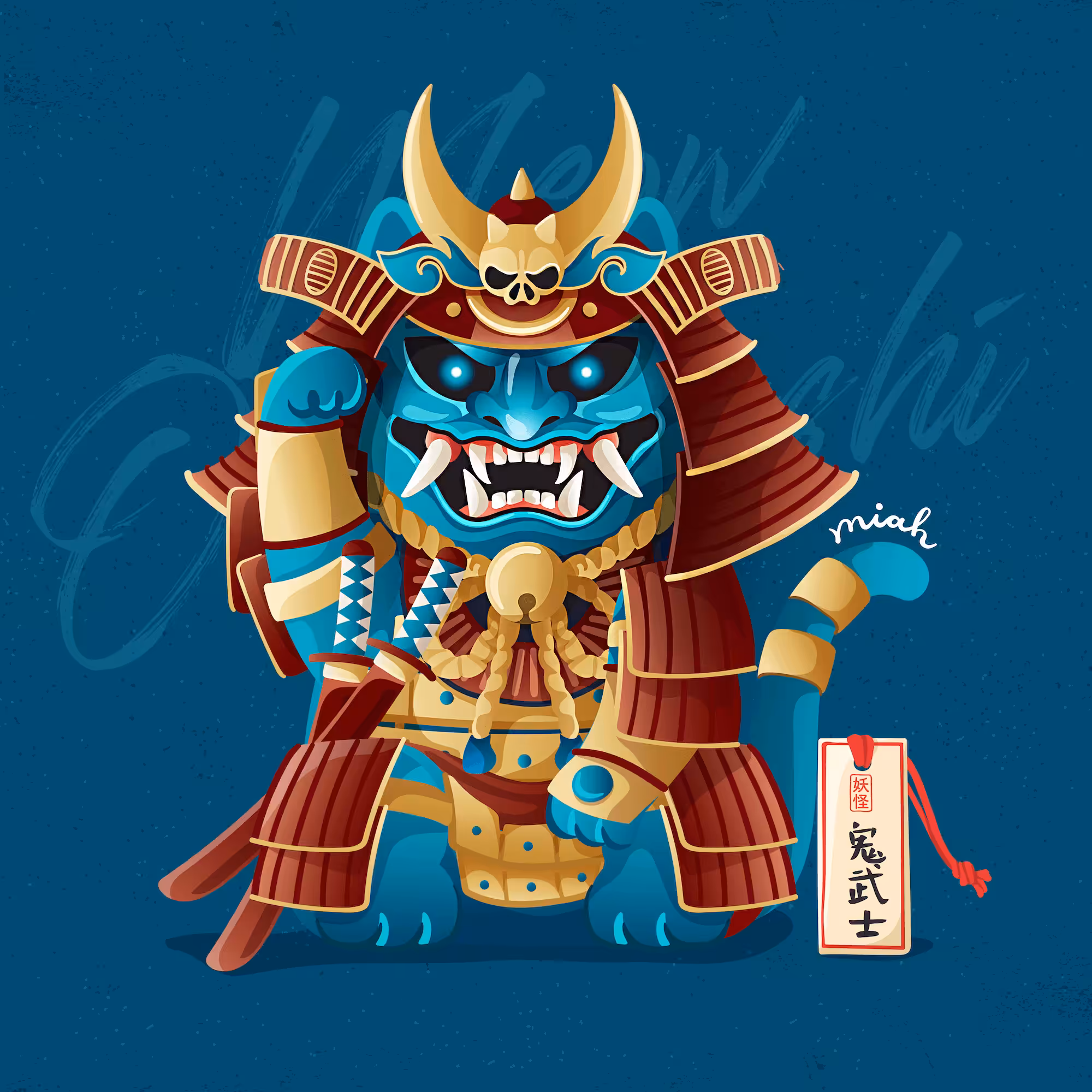 Manekineko x Yokai : Meow Blue Oni Bushi