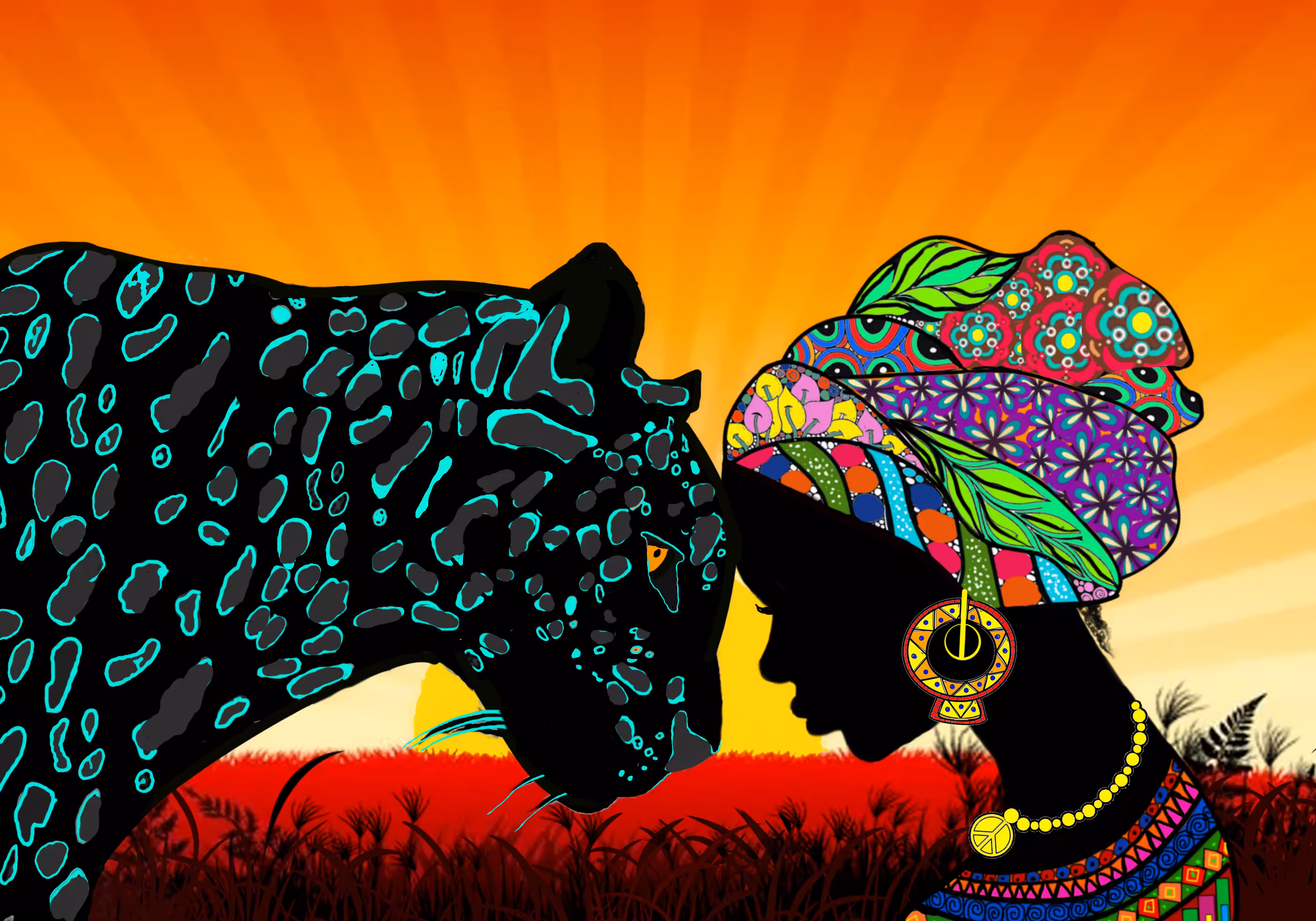 Leopard and woman