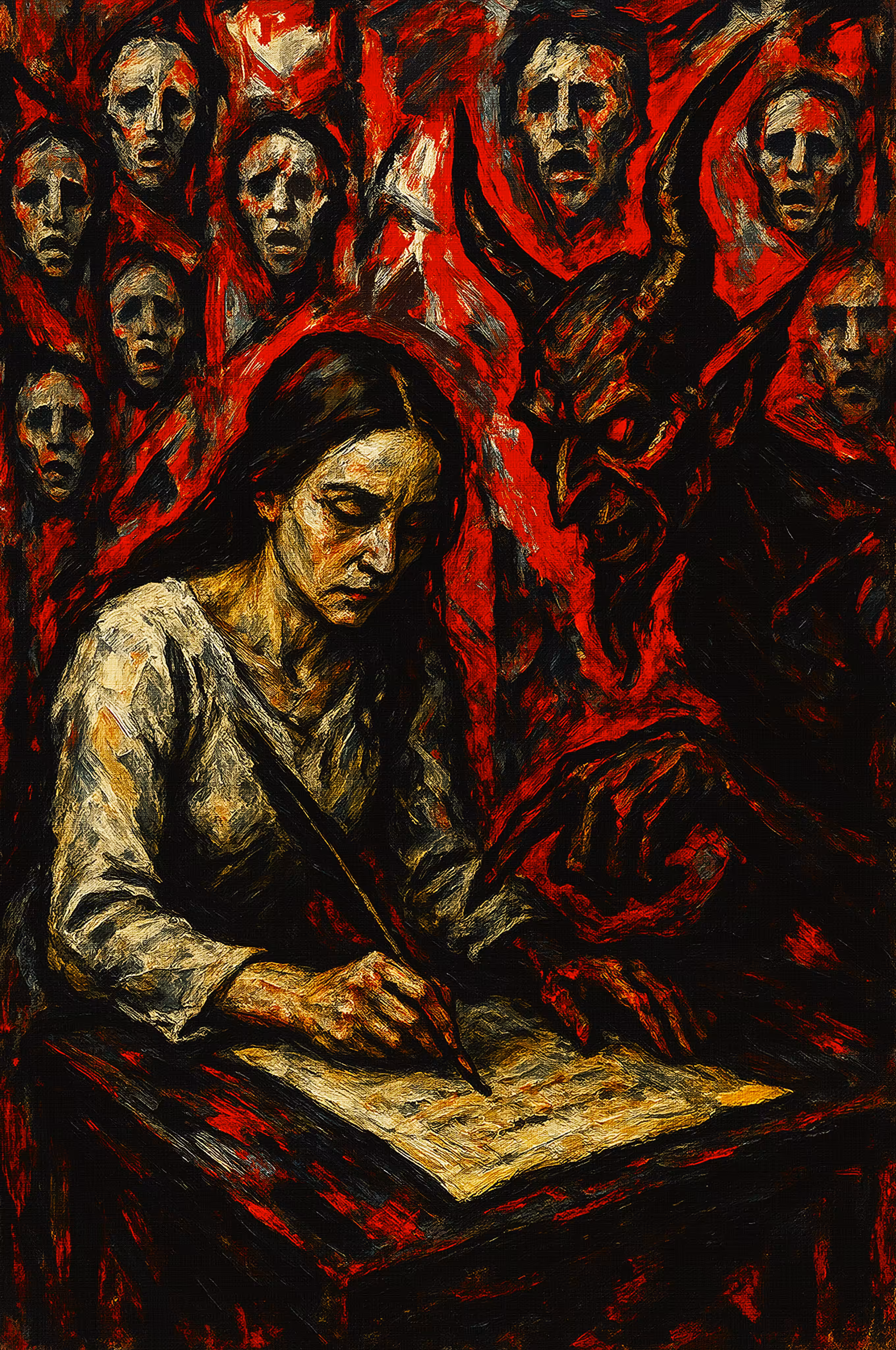 Blood on the parchment.