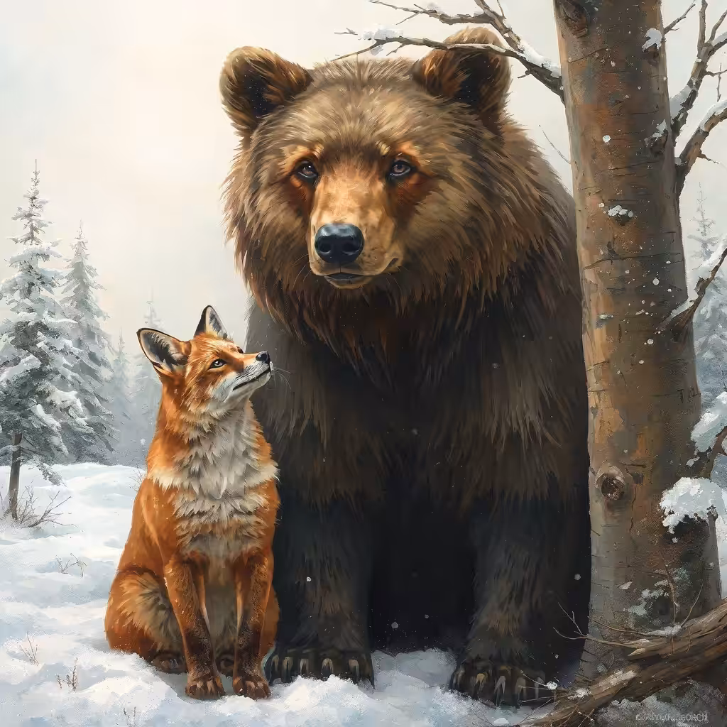 AI Art Bear: Winter's Companionship 