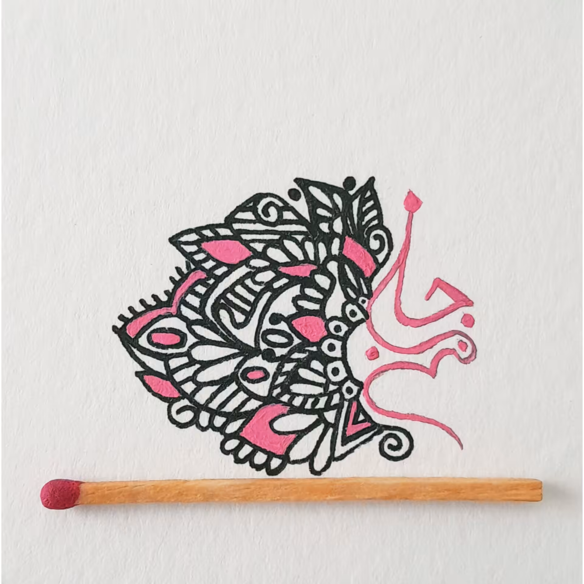  Matchstick: Calligraphy & mandala 1