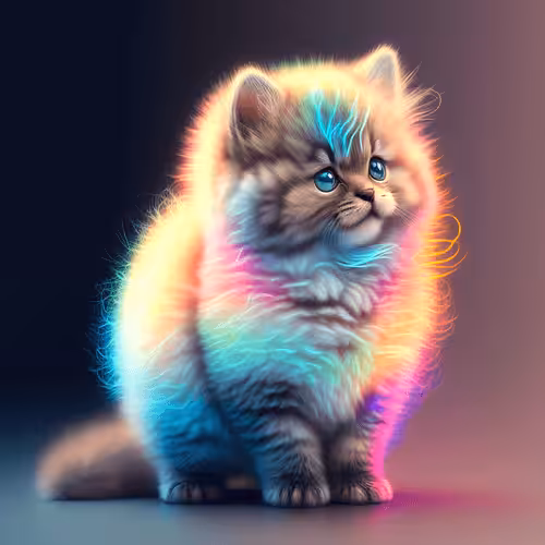 Rainbow Fluffy Kitten