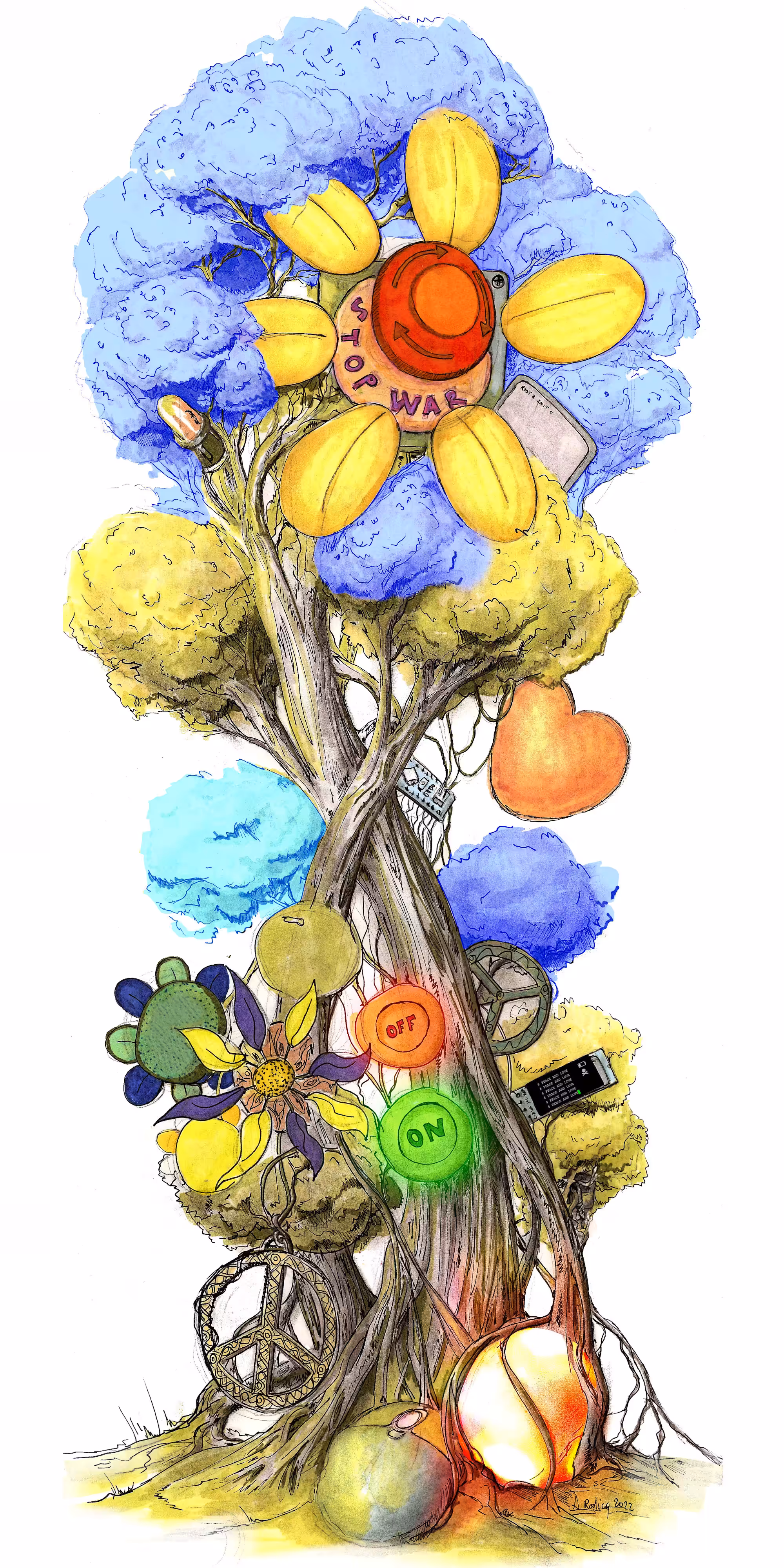 Tree 0024 : Peace & Love Blue