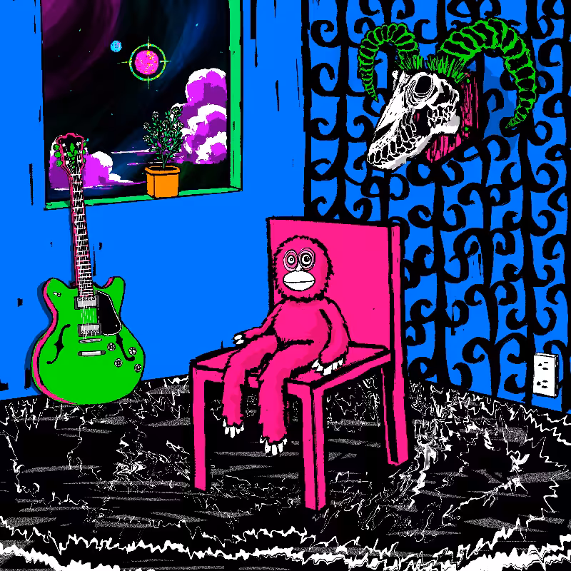 pink chair in the blue room #13