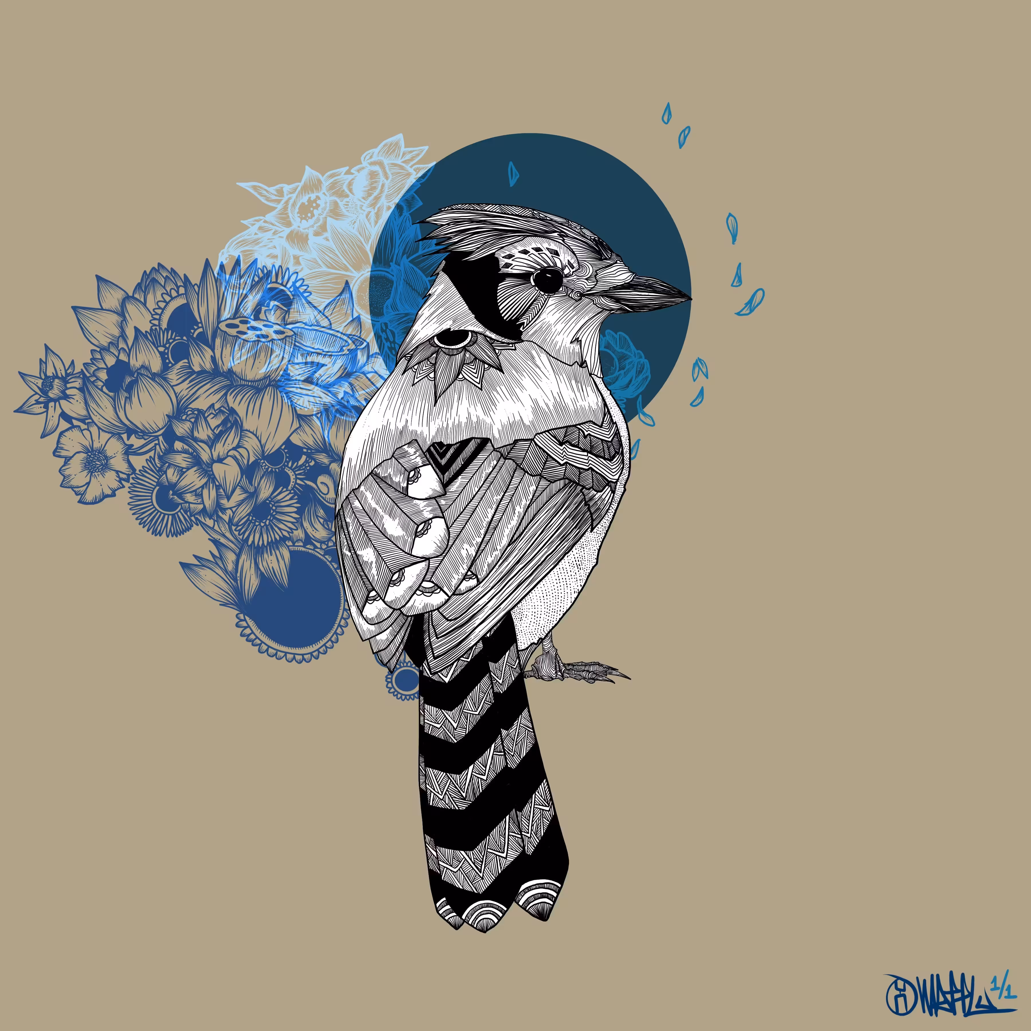 Three Little Birds - The Blue Jay 1 of 1