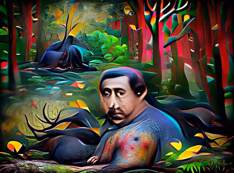 Paul Gauguin paints a dark forest