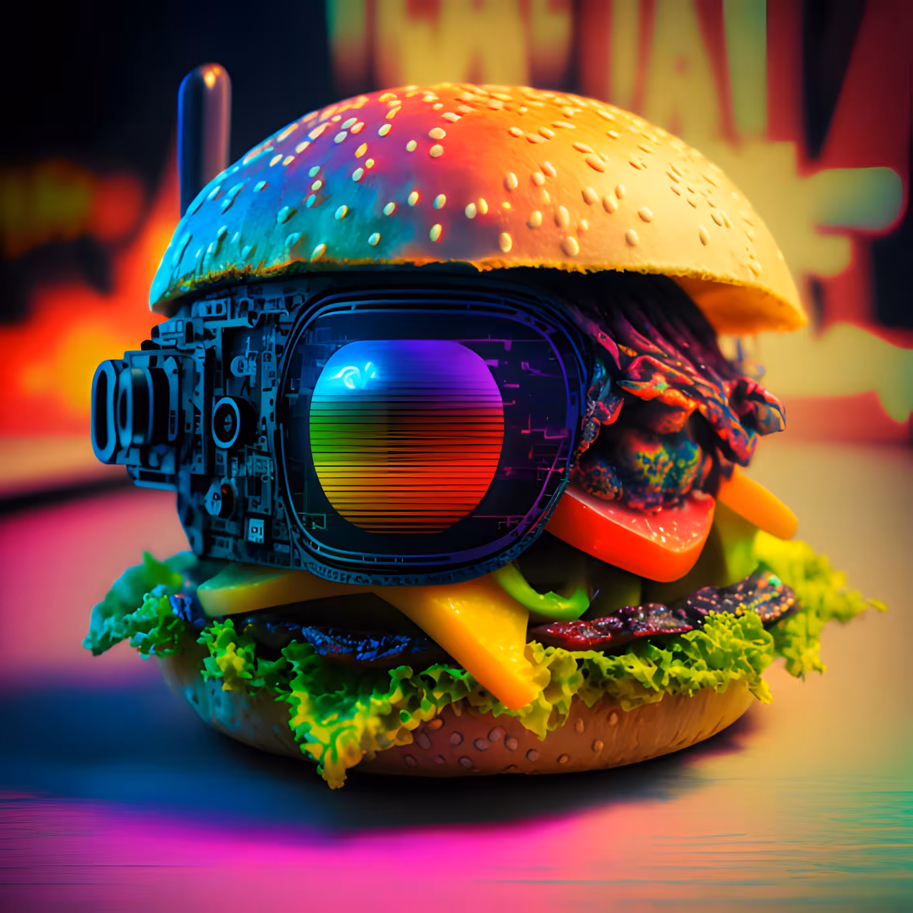 Glitch Cyberpunk Cheeseburger - teztrash