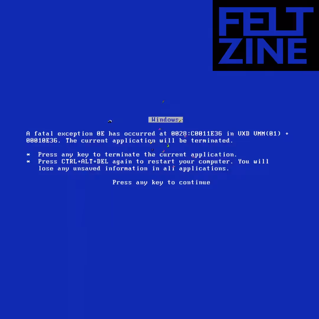 Canvas #330: blue screen. — error. — virus. — black box logo. — dreamscape
