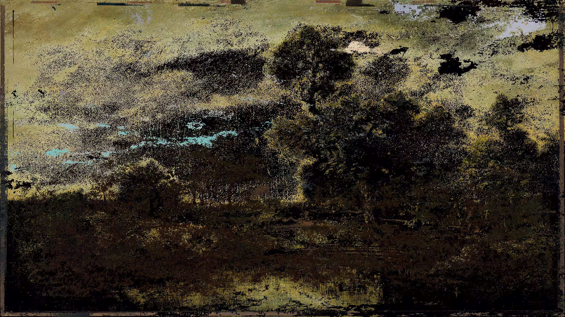 Future Landscape. Golden pixels