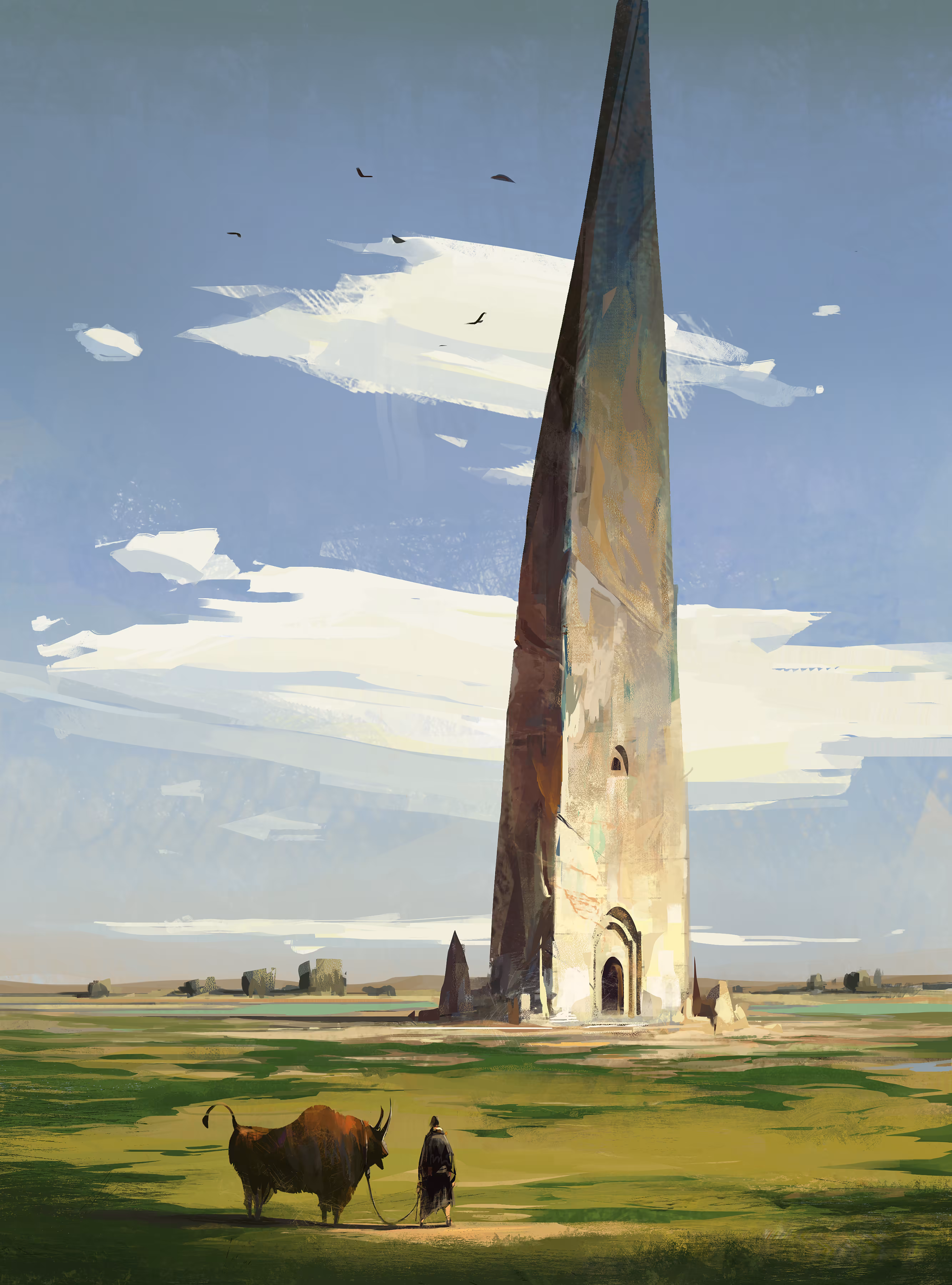 Man,Bull,Tower
