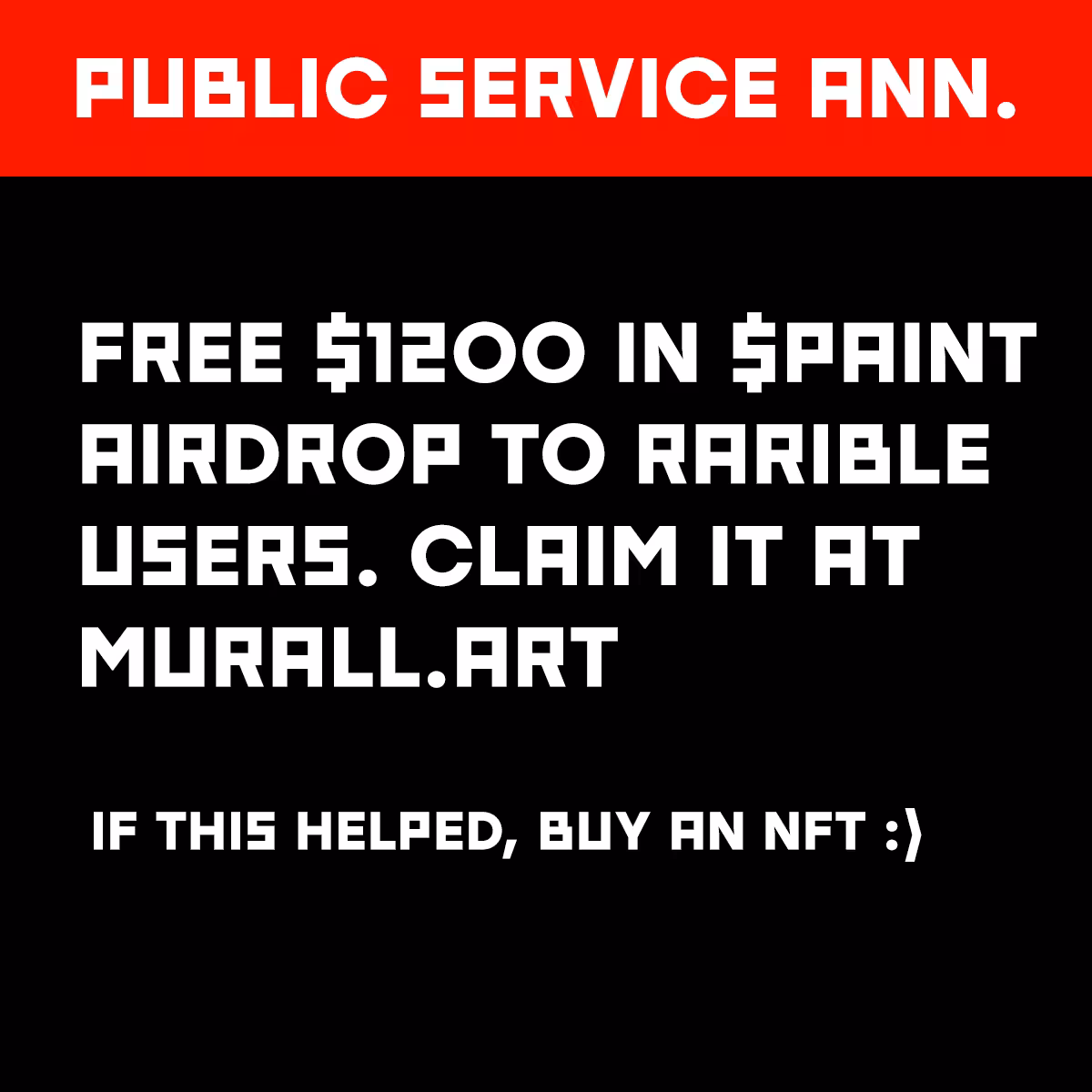 PUBLIC SERVICE ANNOUNCEMENT