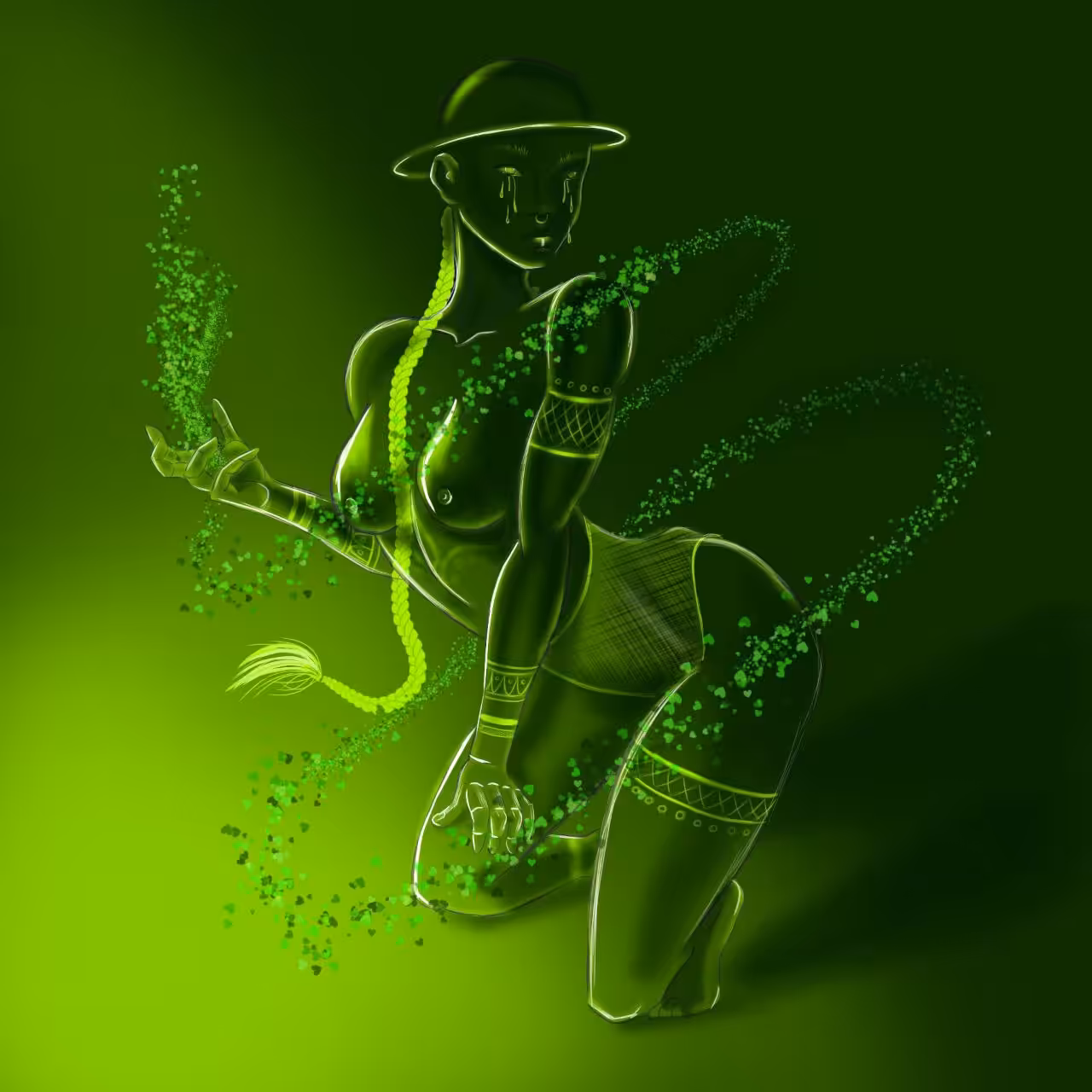 cute girls in neon light
