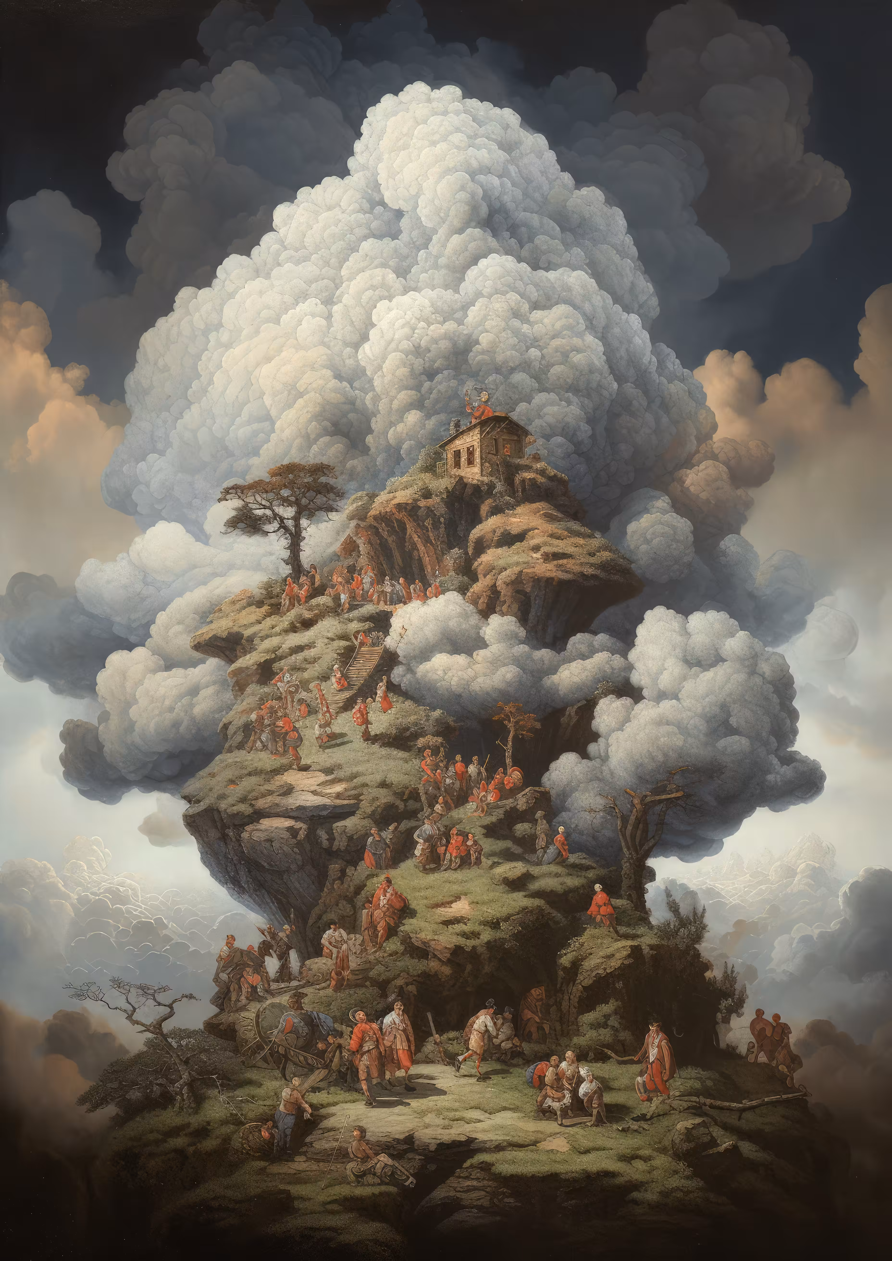 Into the clouds.