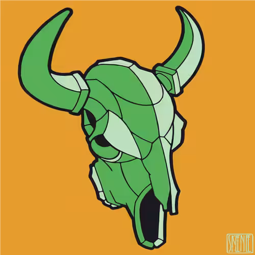 💀54 | MINIMALIST BUFFALO SKULL | Green