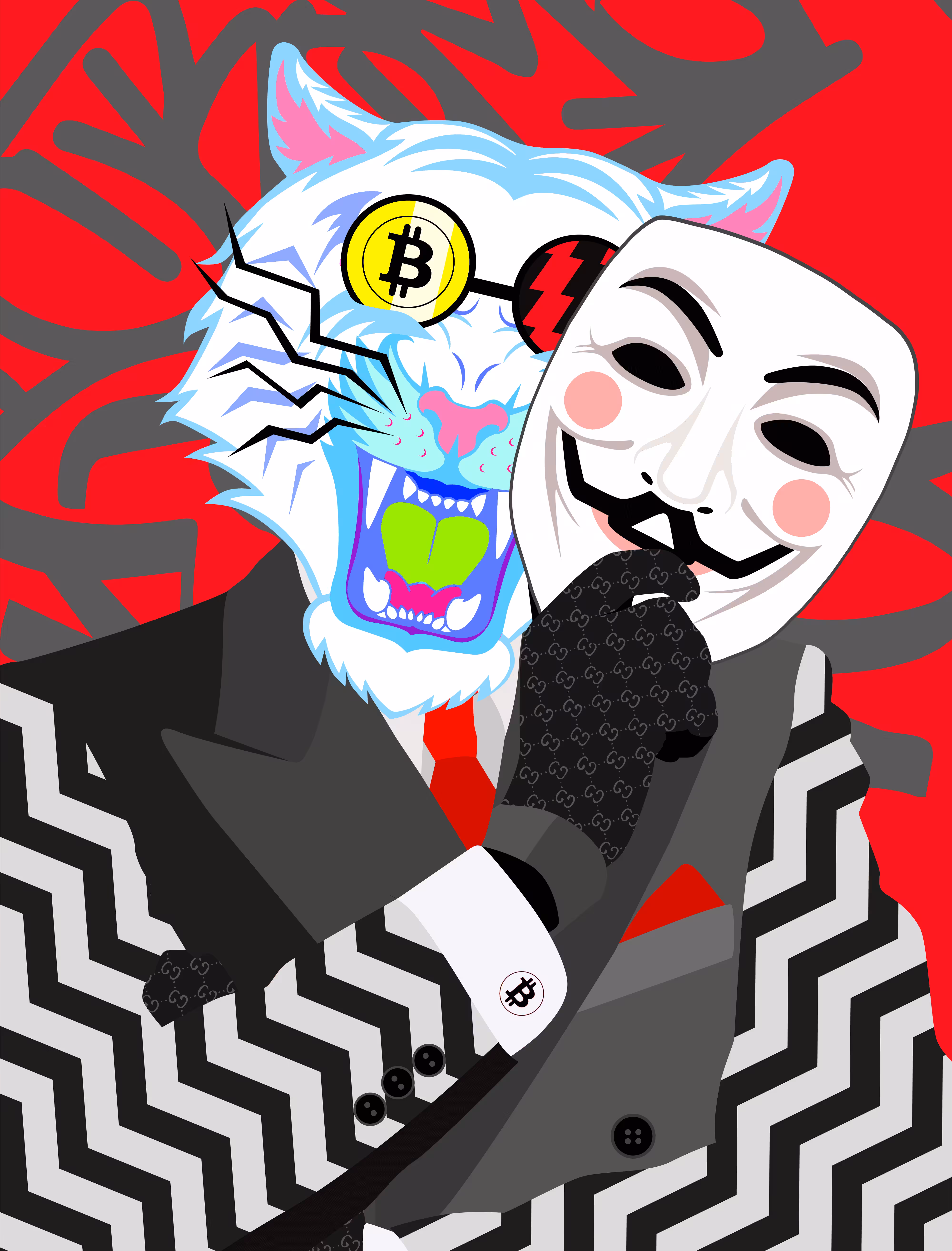 BITCOIN WHITE TIGER #1 of 3. Anonymous collection. crypto