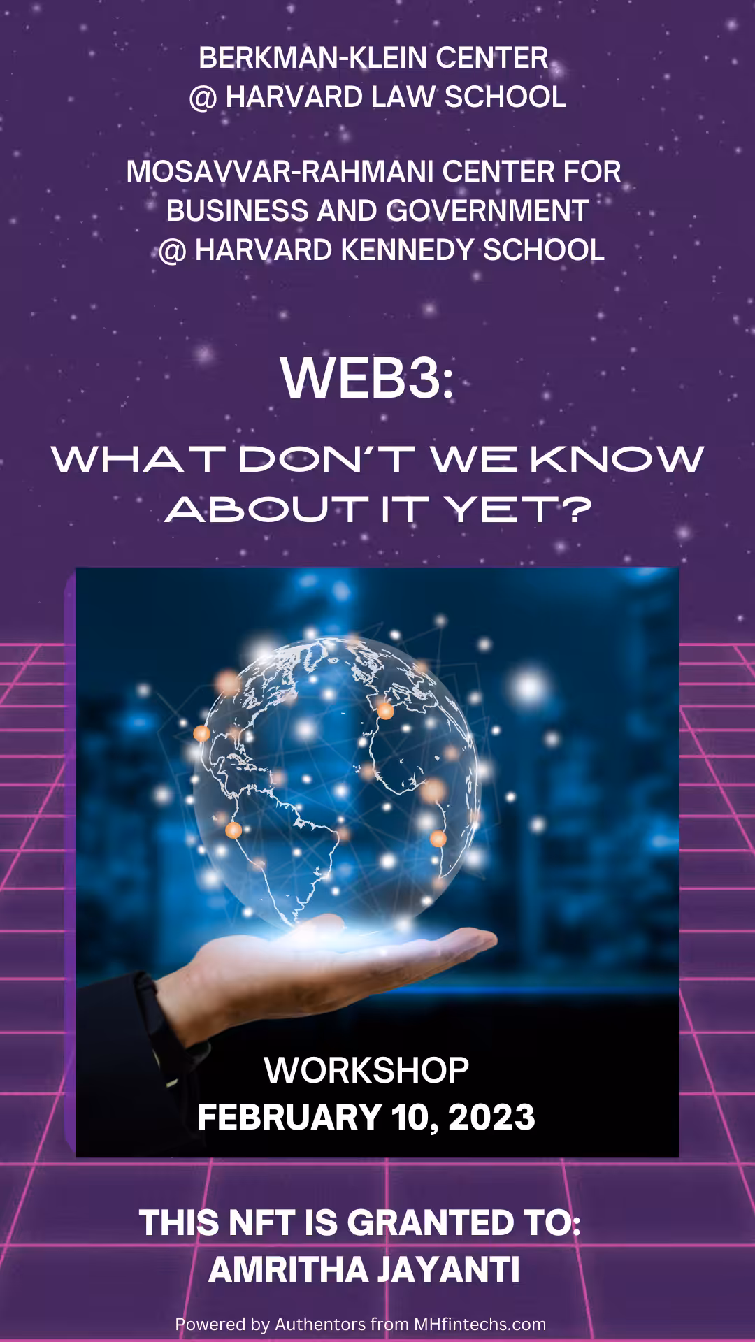 WEB3 Workshop Certificate: "What Don't We Know About Web3 Yet?"