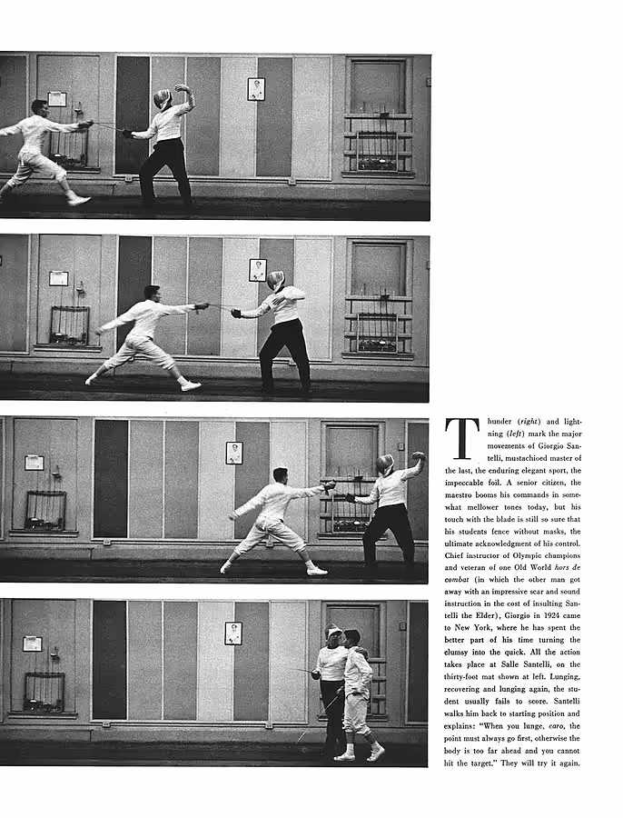 Esquire's February 1961 story on Salle Santelli, a fencing group