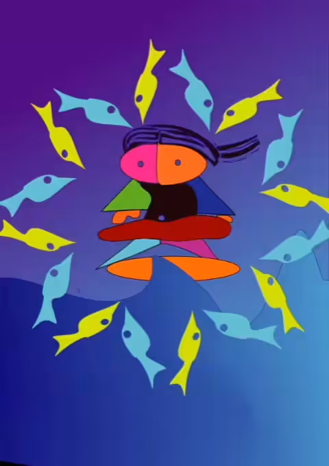 the surfer and fishes