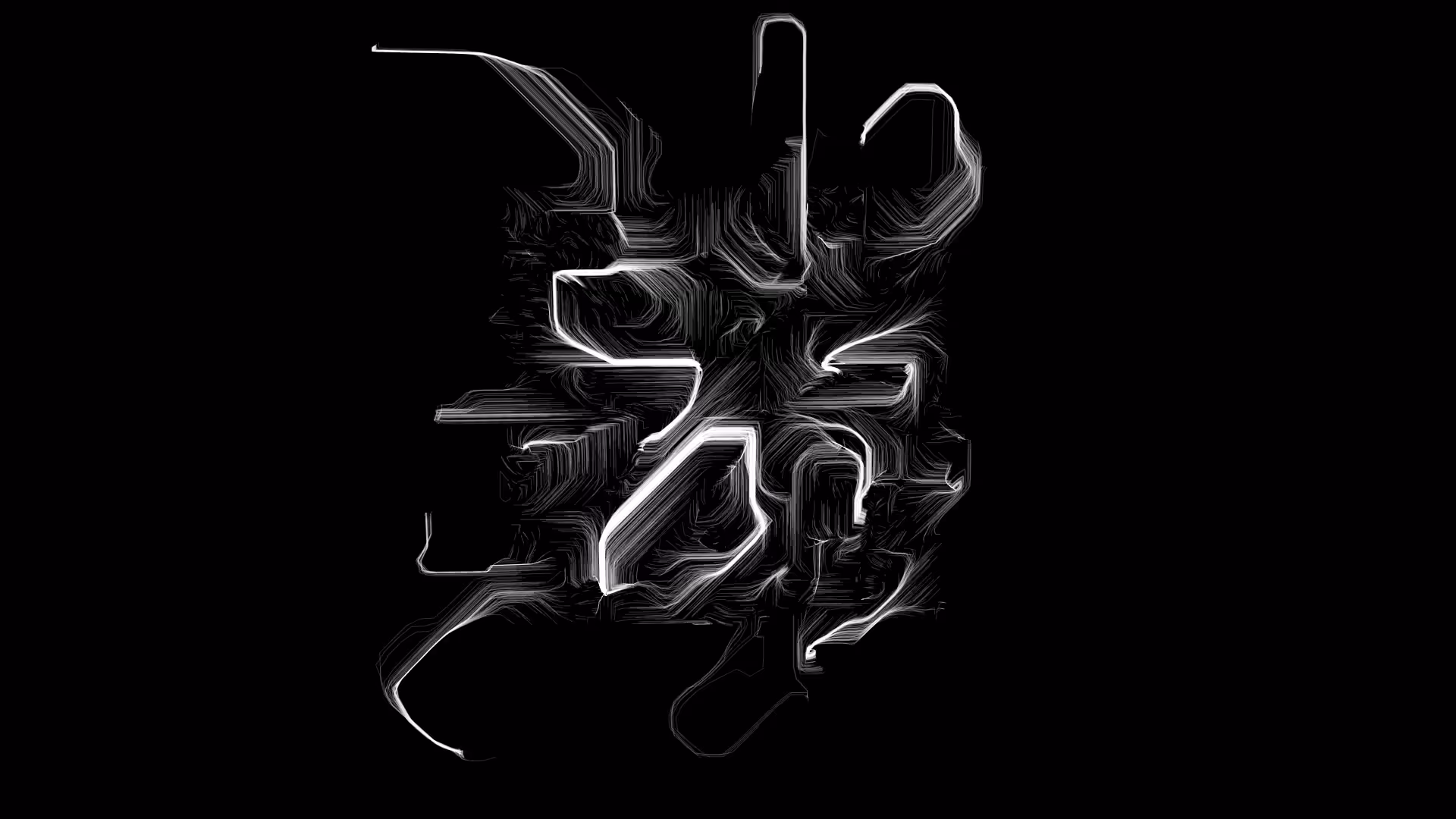 Abstract White and black Curl series 05 research of chaotic structure 