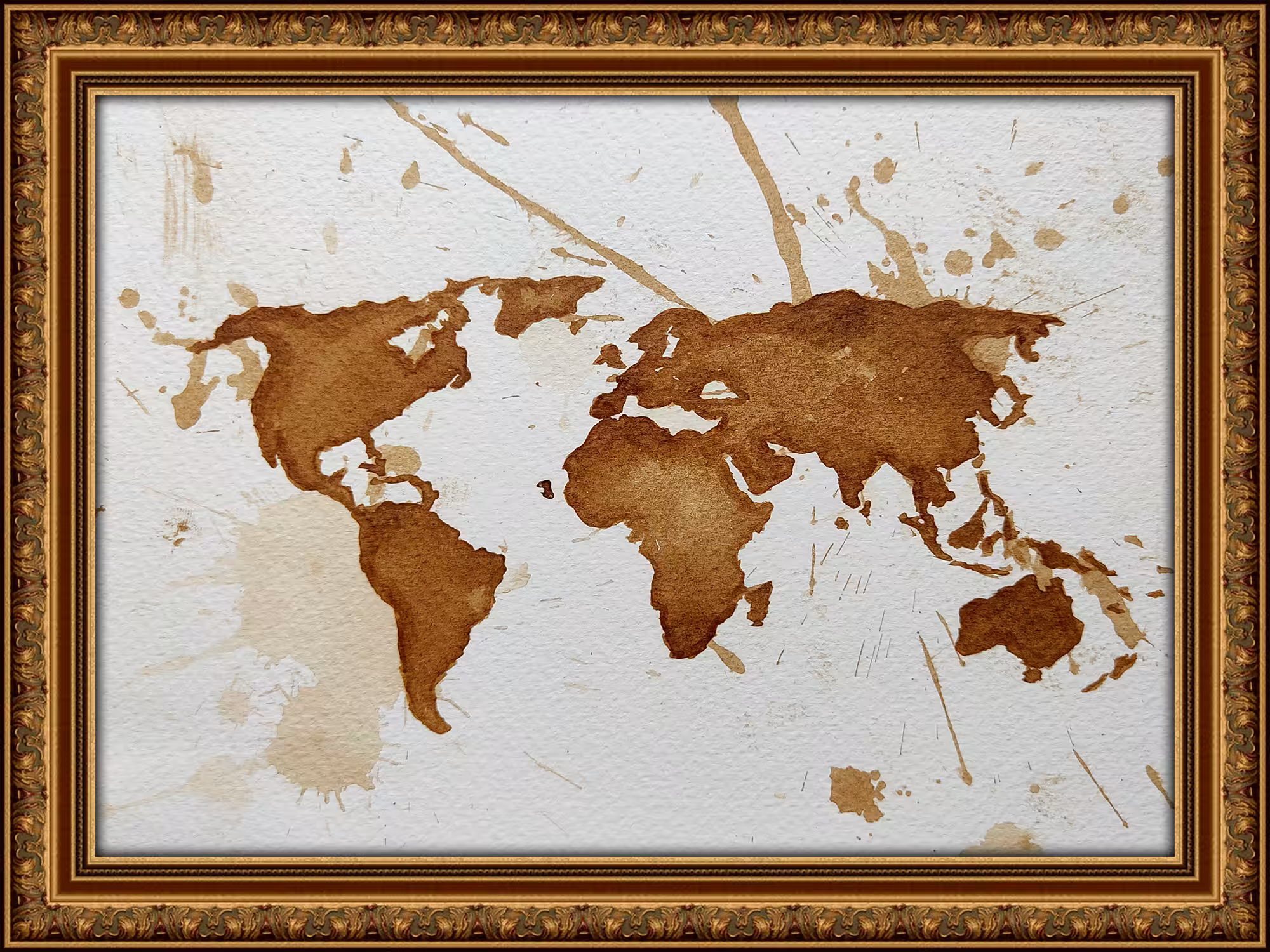 World Map_Coffee painting