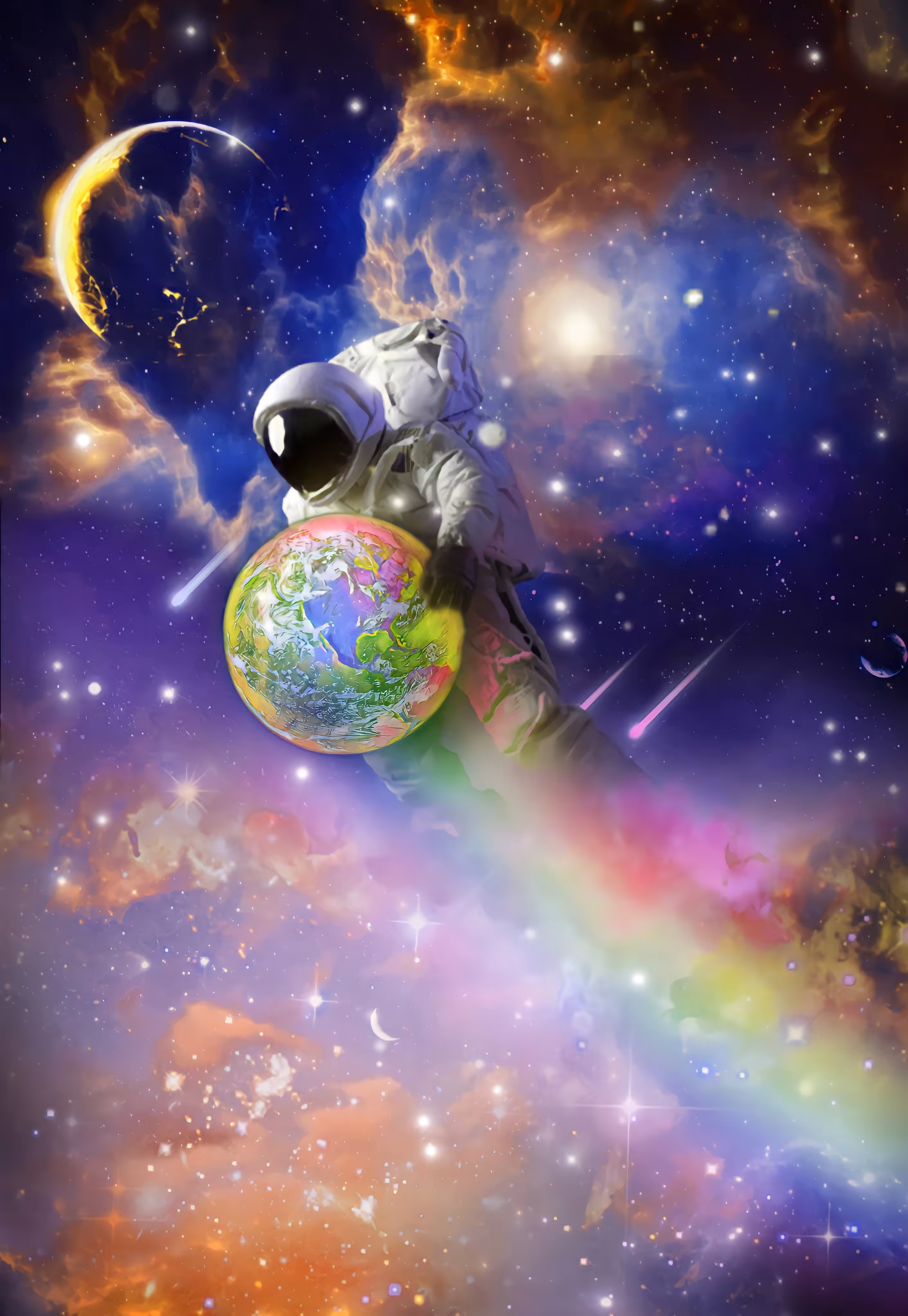 Earth in the hands of astronauts