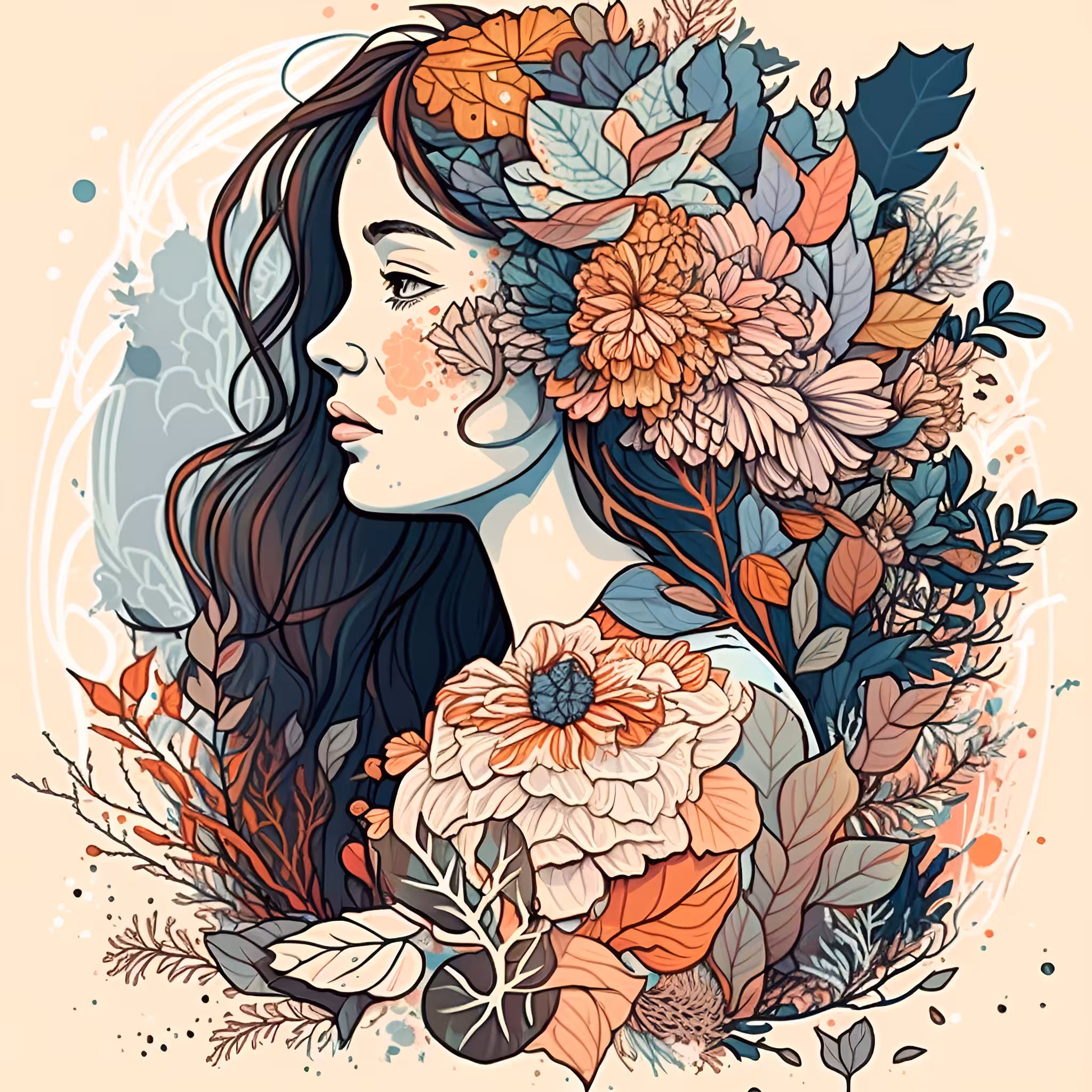Flowers, woman and patterns