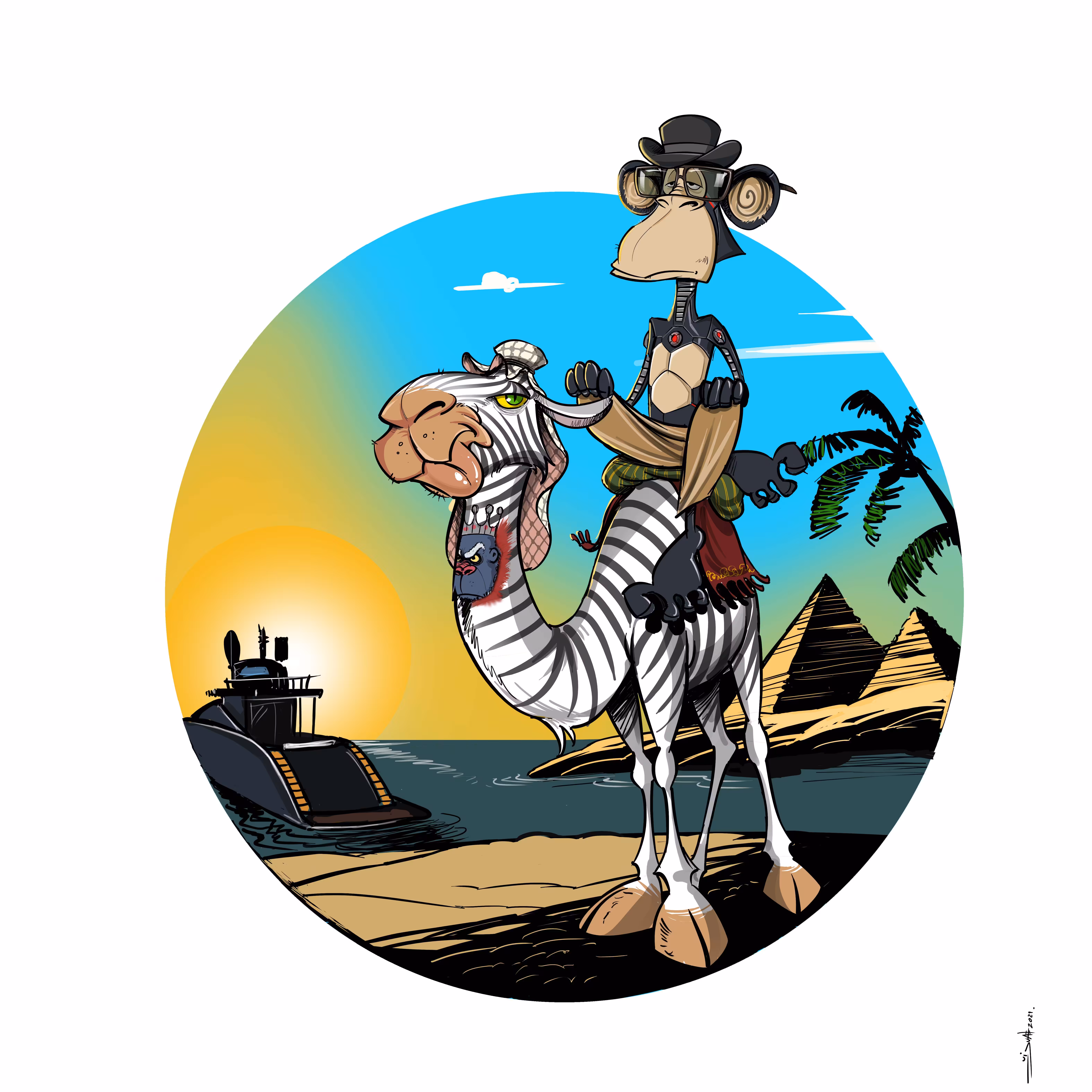 Sr. Tayalard in Egypt - Mashup BAYC #1676 & AC #7722