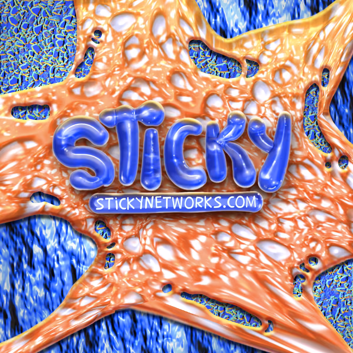 stickynetworks.com (1999-2000) reimagined by Guile Twardowski, with Simon Denny and Cosmographia